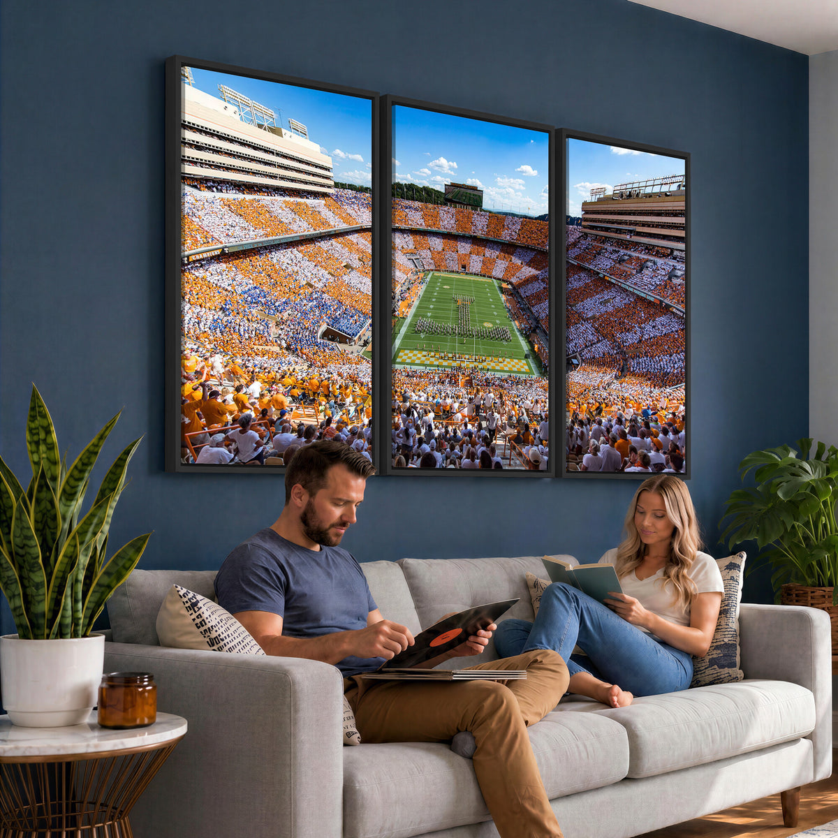 77097951-MGV-CV-36X24 - Tennessee Neyland Stadium Wall Art – Checkerboard Game Day Panoramic Canvas Print, College Football Decor for Home, Office, or Man Cave