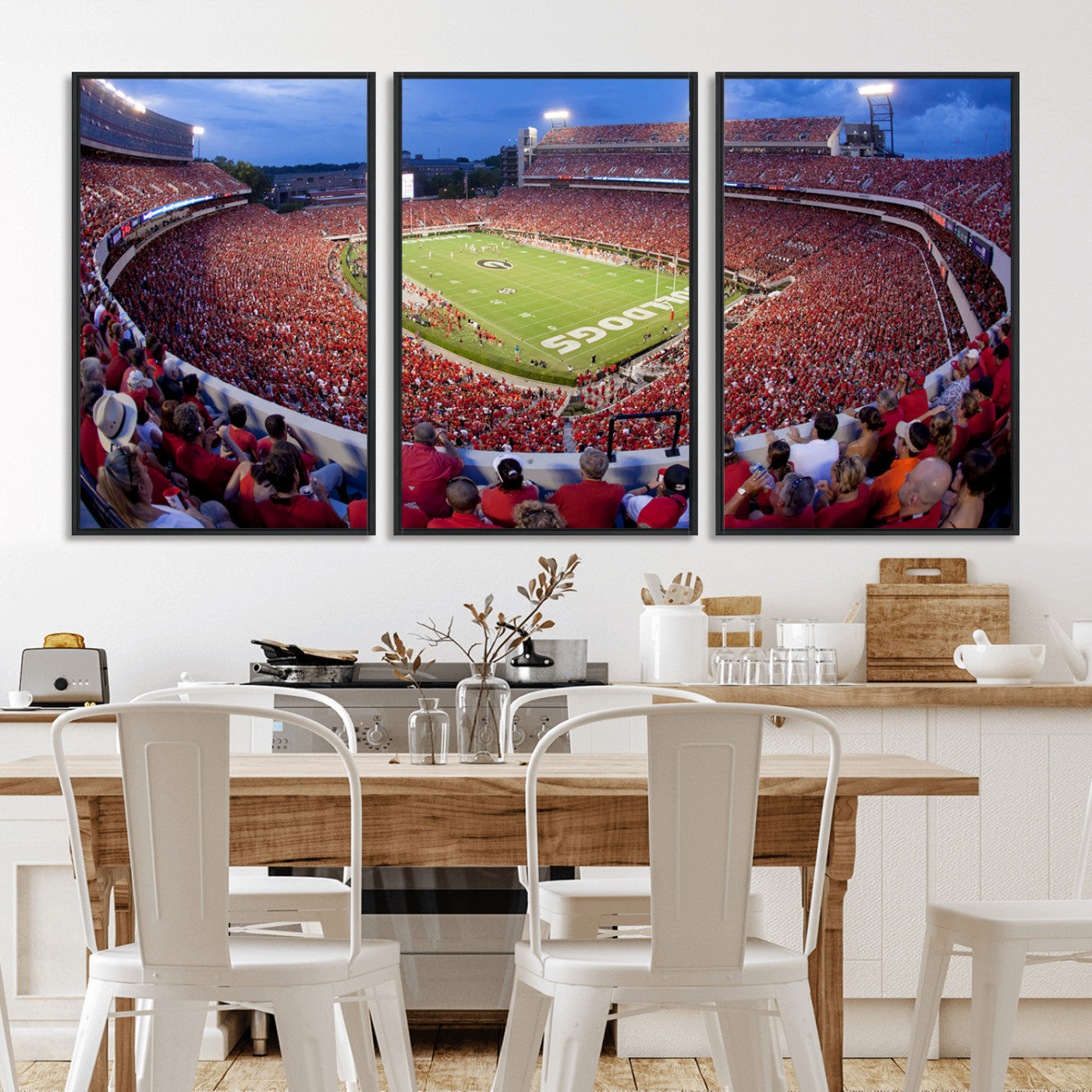 10244378-MGV-FC-60X30-3P_Black-Dooley Stadium Wall Art Print, Sports Arena Canvas Wall Art, Dooley Field at Sanford Stadium Canvas Print, Modern Athletic Field Art Printing