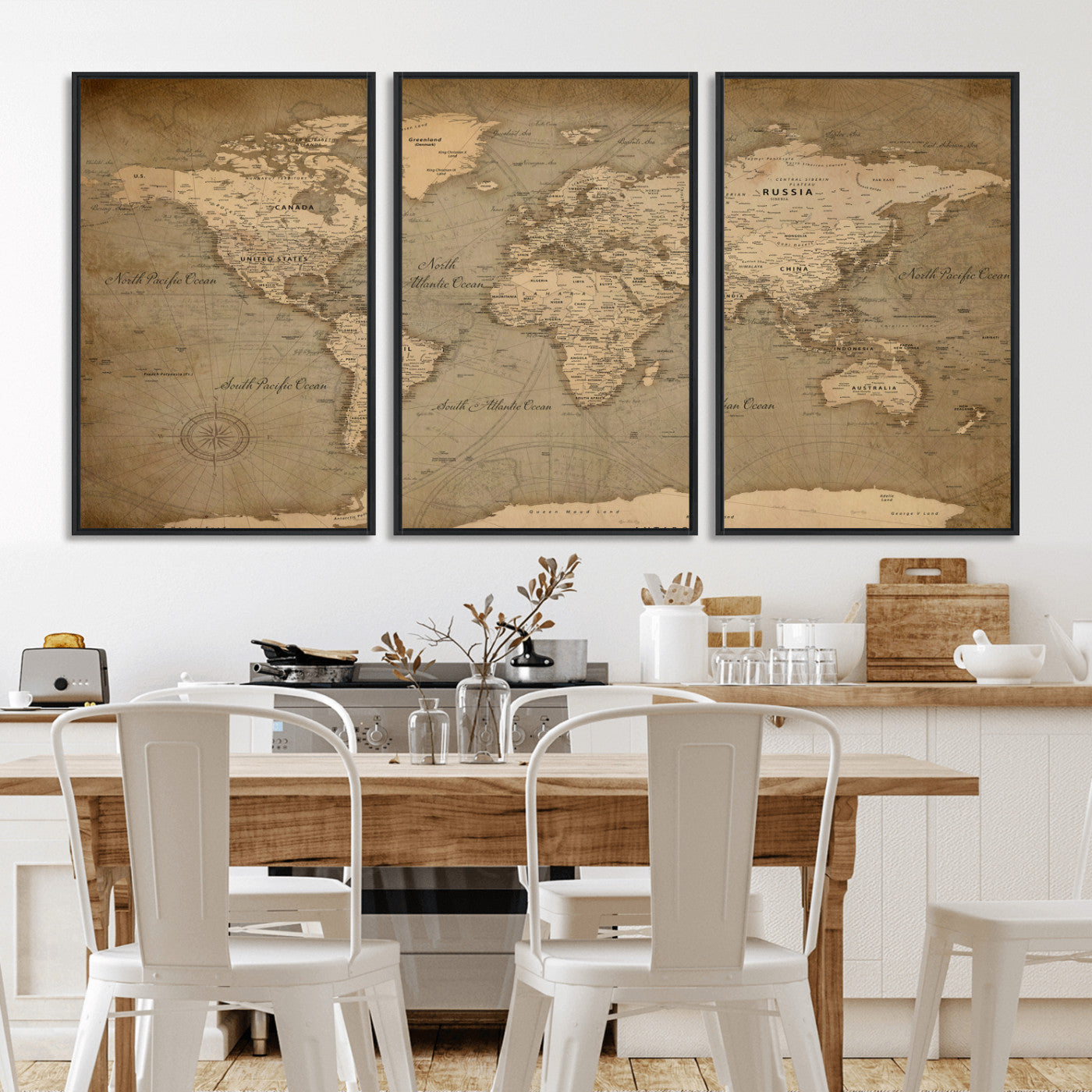 49946617-MGV-CV-36X24 - World Map Wall Art Canvas Print, Modern Decorative Framed Map Artwork Prints for Living Room, Office, Bedroom Wall Decor