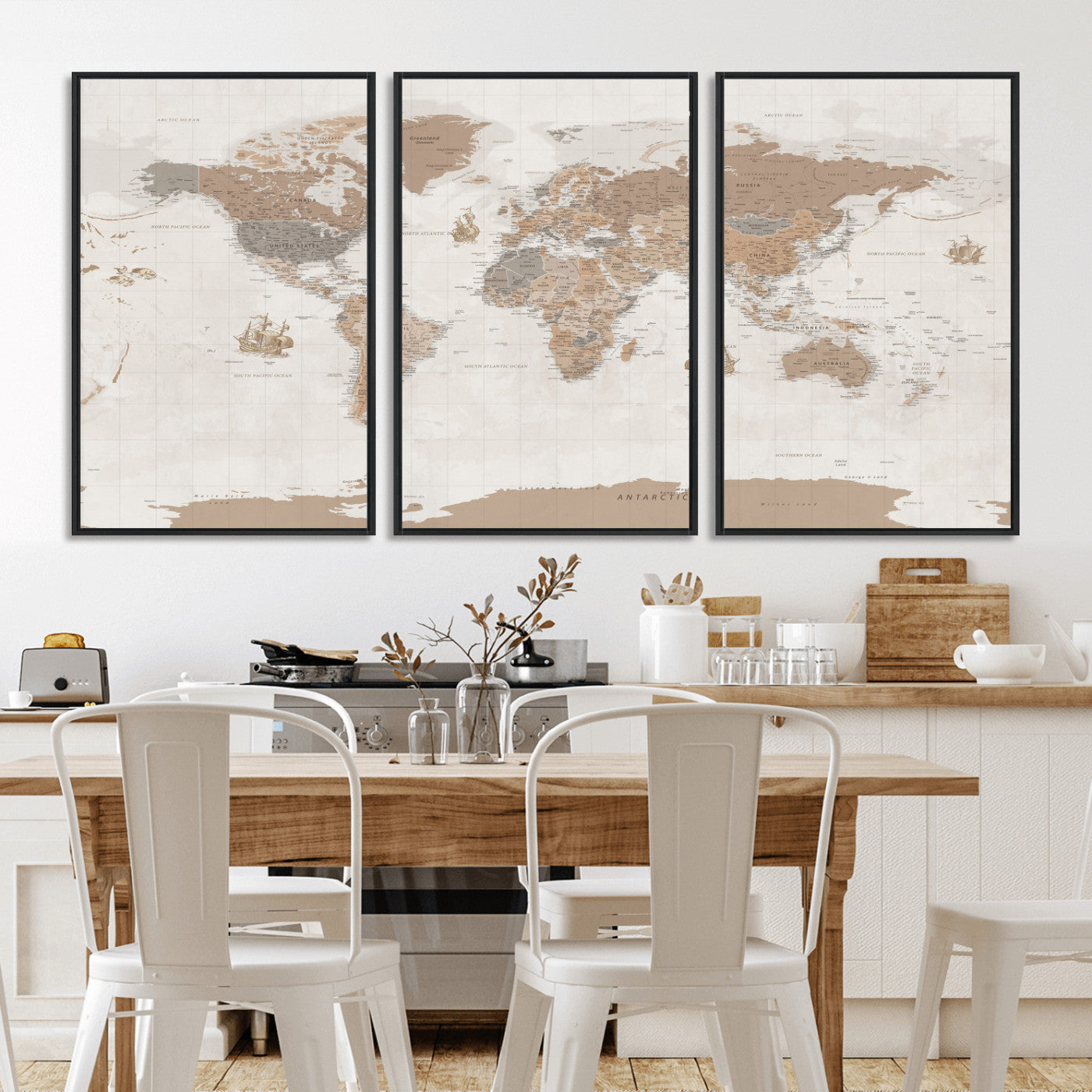 85057279-MGV-CV-36X24 - World Map Wall Art Canvas Print, Modern Decorative Framed Map Artwork Prints for Living Room, Office, Bedroom Wall Decor