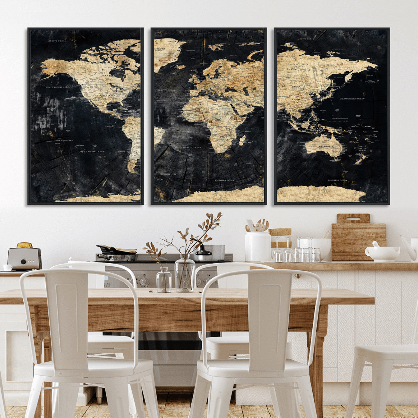 45535041-MGV-CV-36X24 - World Map Wall Art Canvas Print, Modern Decorative Framed Map Artwork Prints for Living Room, Office, Bedroom Wall Decor