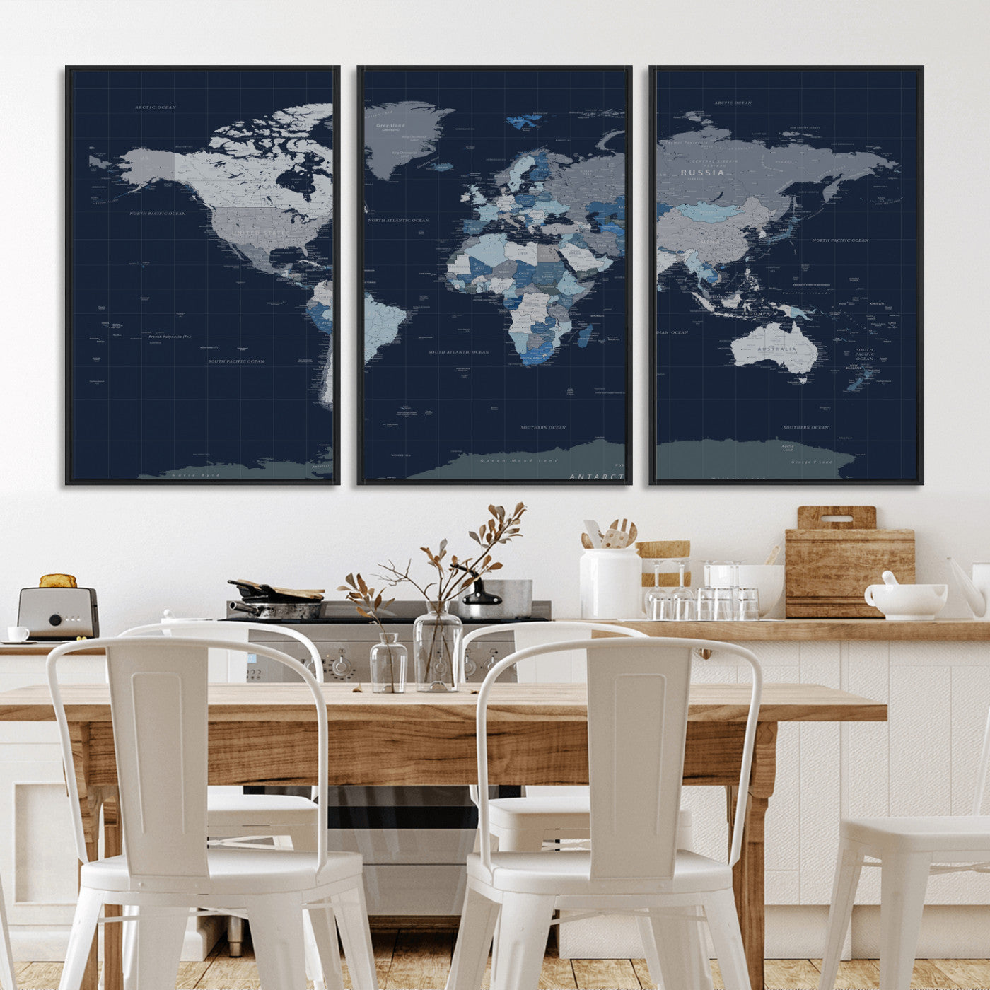 17712680-MGV-CV-36X24 - World Map Wall Art Canvas Print, Modern Decorative Framed Map Artwork Prints for Living Room, Office, Bedroom Wall Decor