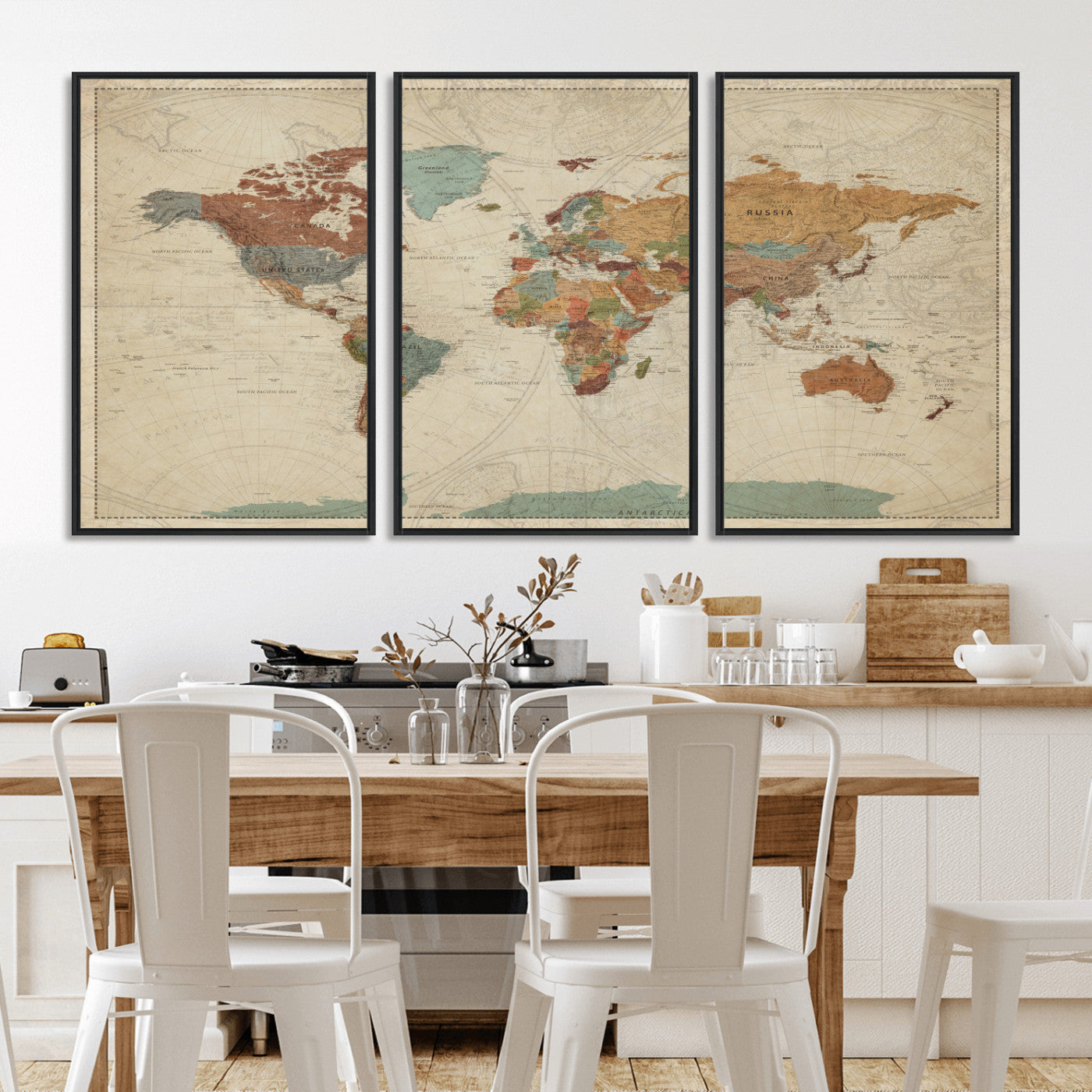 68428598-MGV-CV-36X24 - World Map Wall Art Canvas Print, Modern Decorative Framed Map Artwork Prints for Living Room, Office, Bedroom Wall Decor