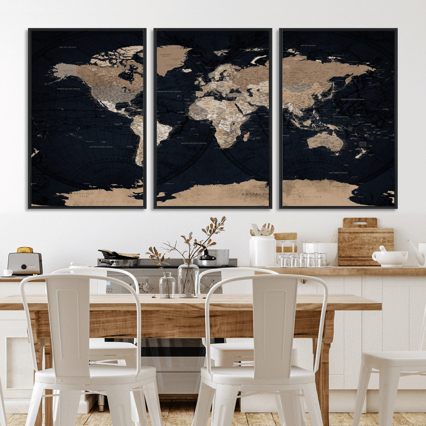 25812727-MGV-CV-36X24 - World Map Wall Art Canvas Print, Modern Decorative Framed Map Artwork Prints for Living Room, Office, Bedroom Wall Decor