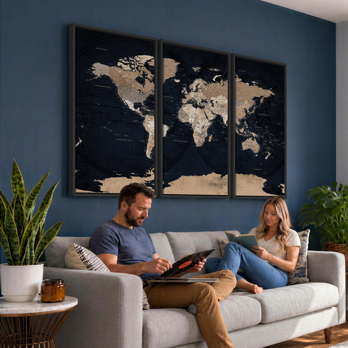 25812727-MGV-CV-36X24 - Grunge Wall Art World Map Canvas Print