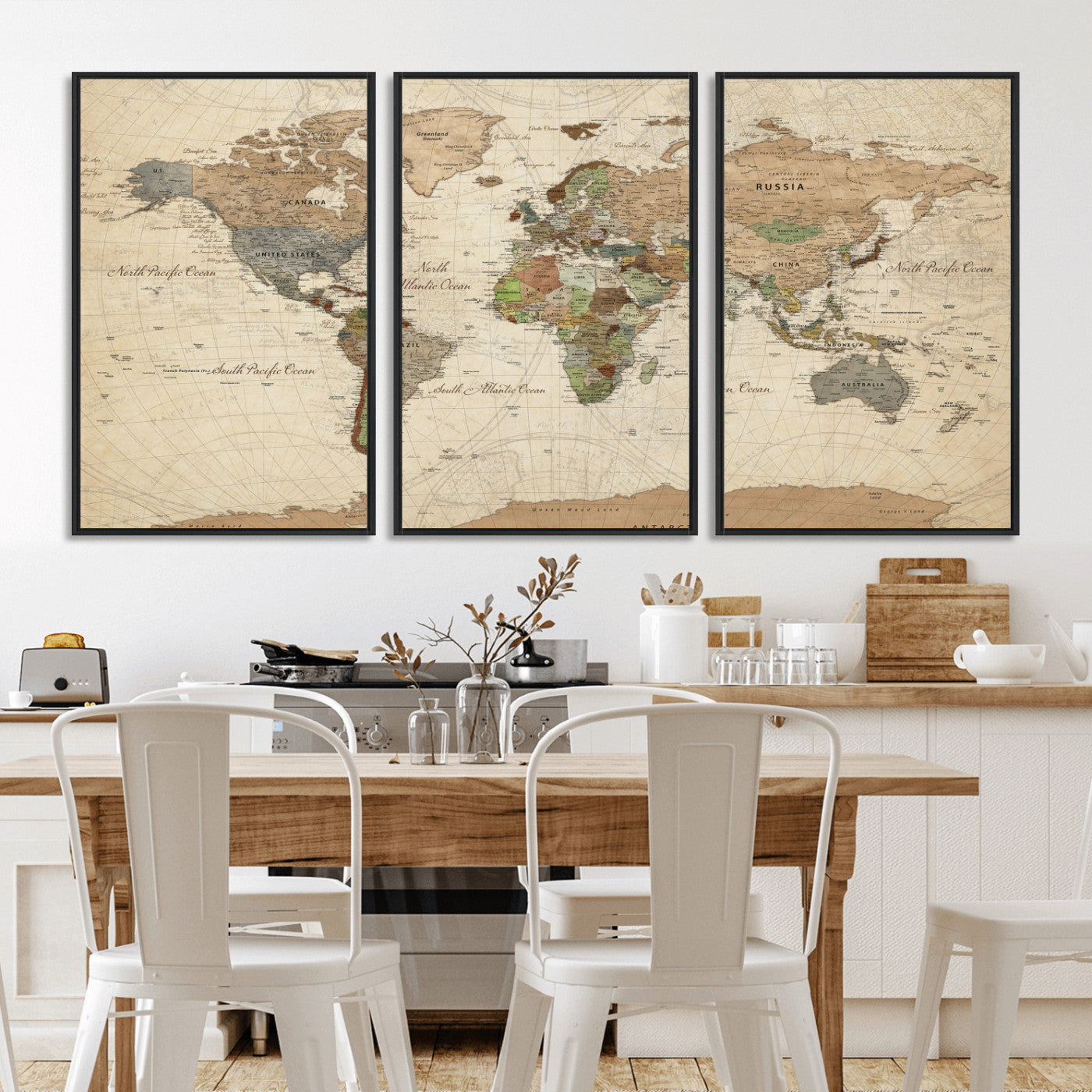 16856902-MGV-CV-36X24 - World Map Wall Art Canvas Print, Modern Decorative Framed Map Artwork Prints for Living Room, Office, Bedroom Wall Decor