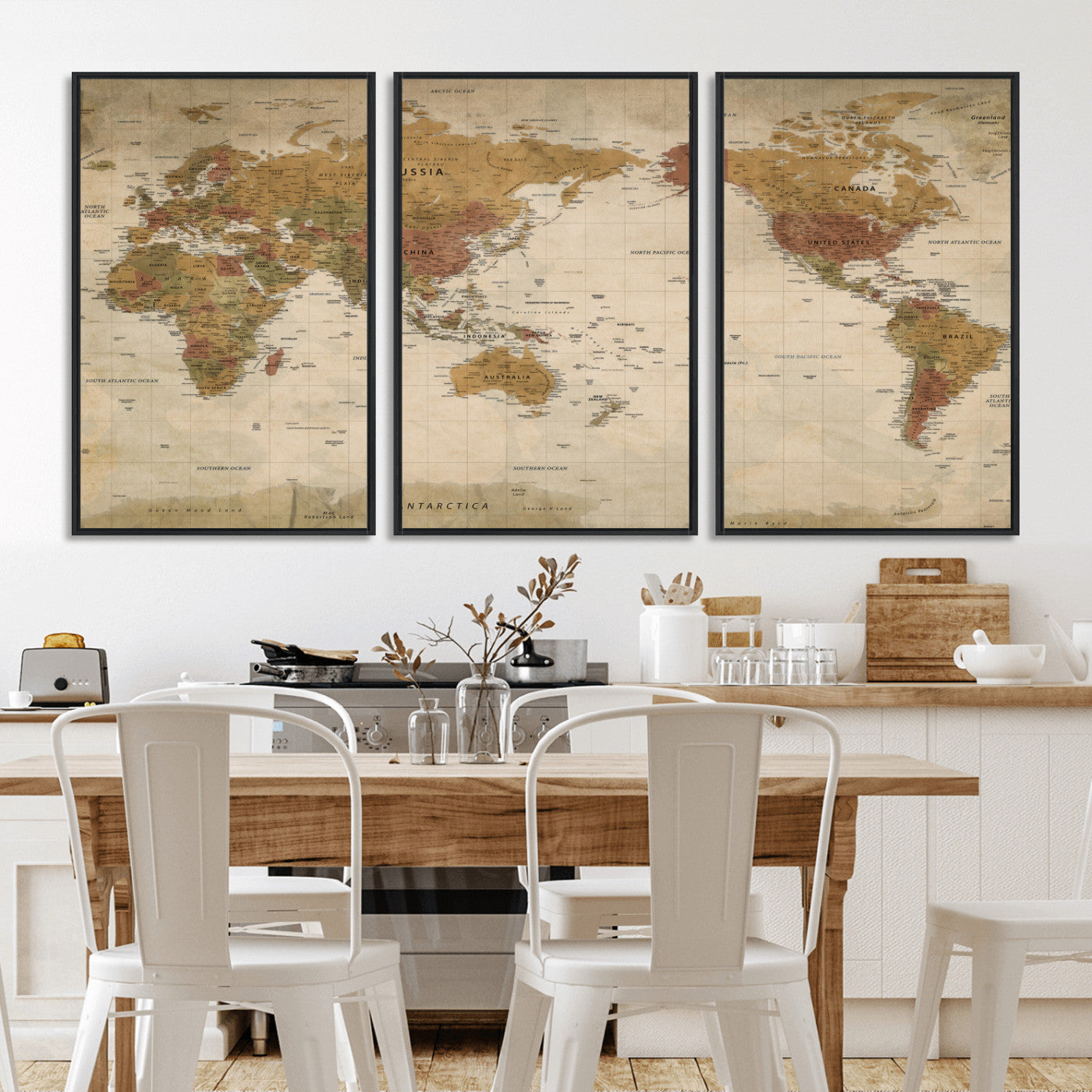 83478963-MGV-CV-36X24 - World Map Wall Art Canvas Print, Modern Decorative Framed Map Artwork Prints for Living Room, Office, Bedroom Wall Decor