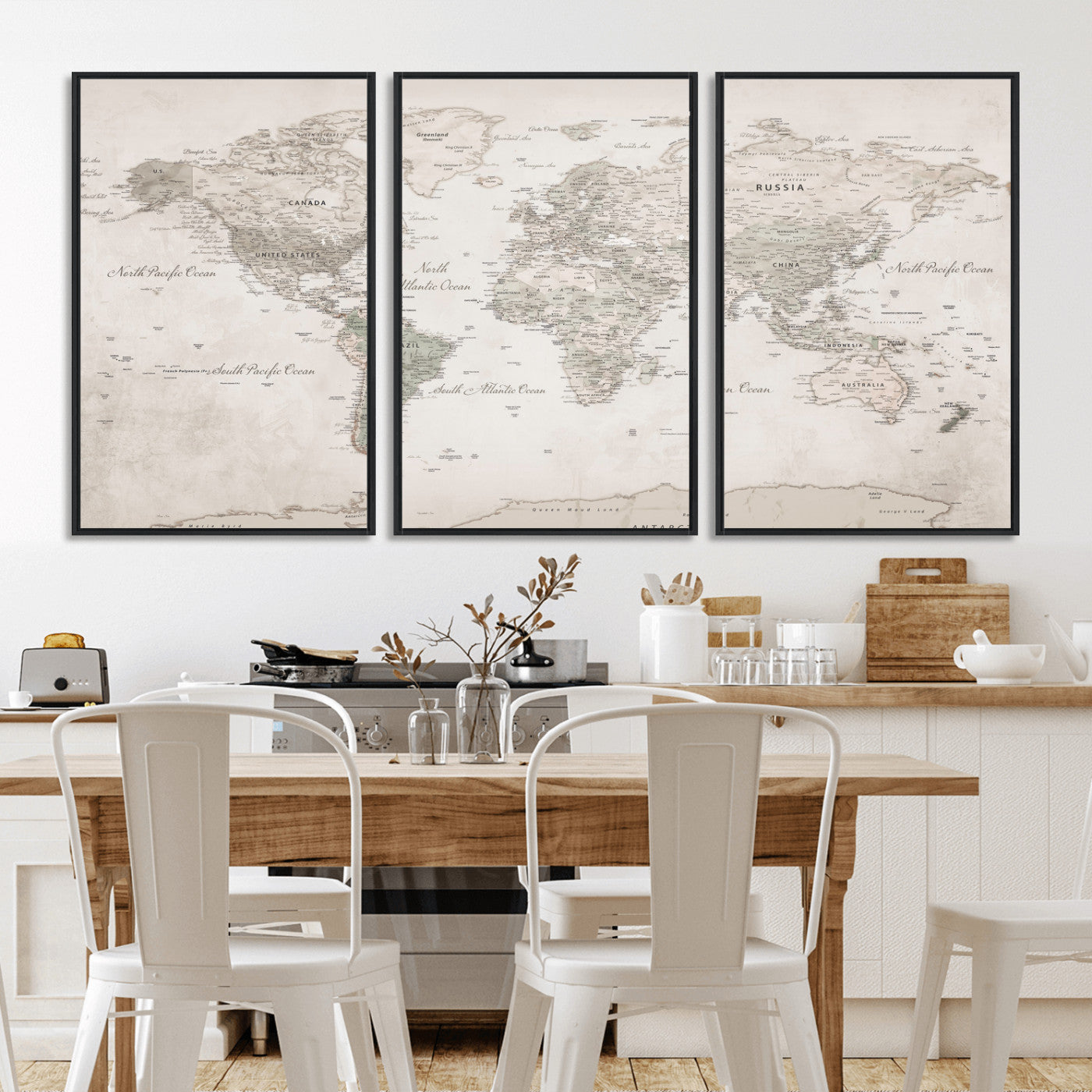 90355419-MGV-CV-36X24 - World Map Wall Art Canvas Print, Modern Decorative Framed Map Artwork Prints for Living Room, Office, Bedroom Wall Decor