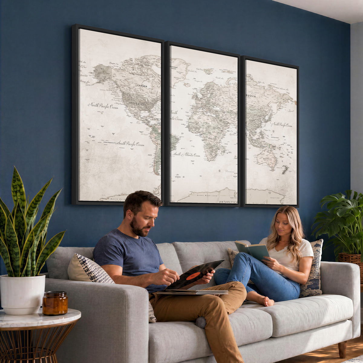 90355419-MGV-CV-36X24 - Antique Style World Map Canvas Print | Vintage Detailed World Map Art for Travel Lovers