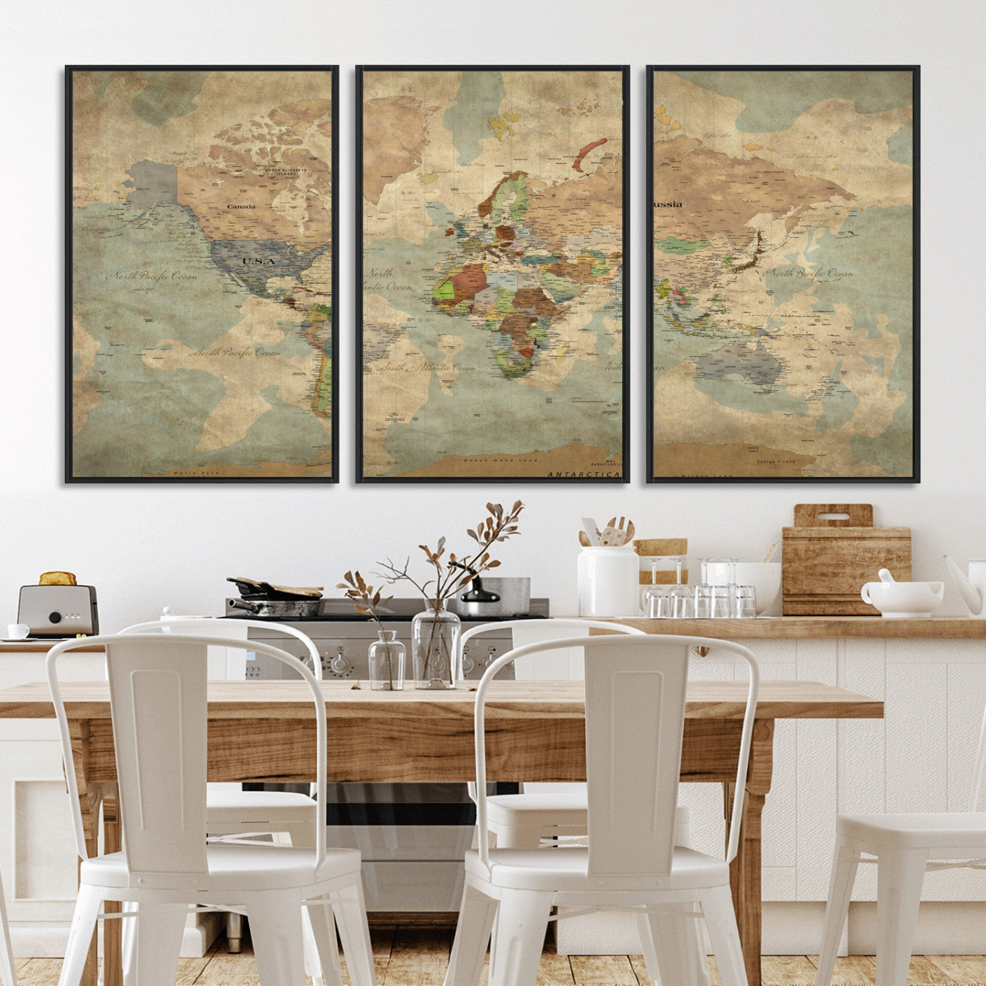 31492148-MGV-CV-36X24 - World Map Wall Art Canvas Print, Modern Decorative Framed Map Artwork Prints for Living Room, Office, Bedroom Wall Decor