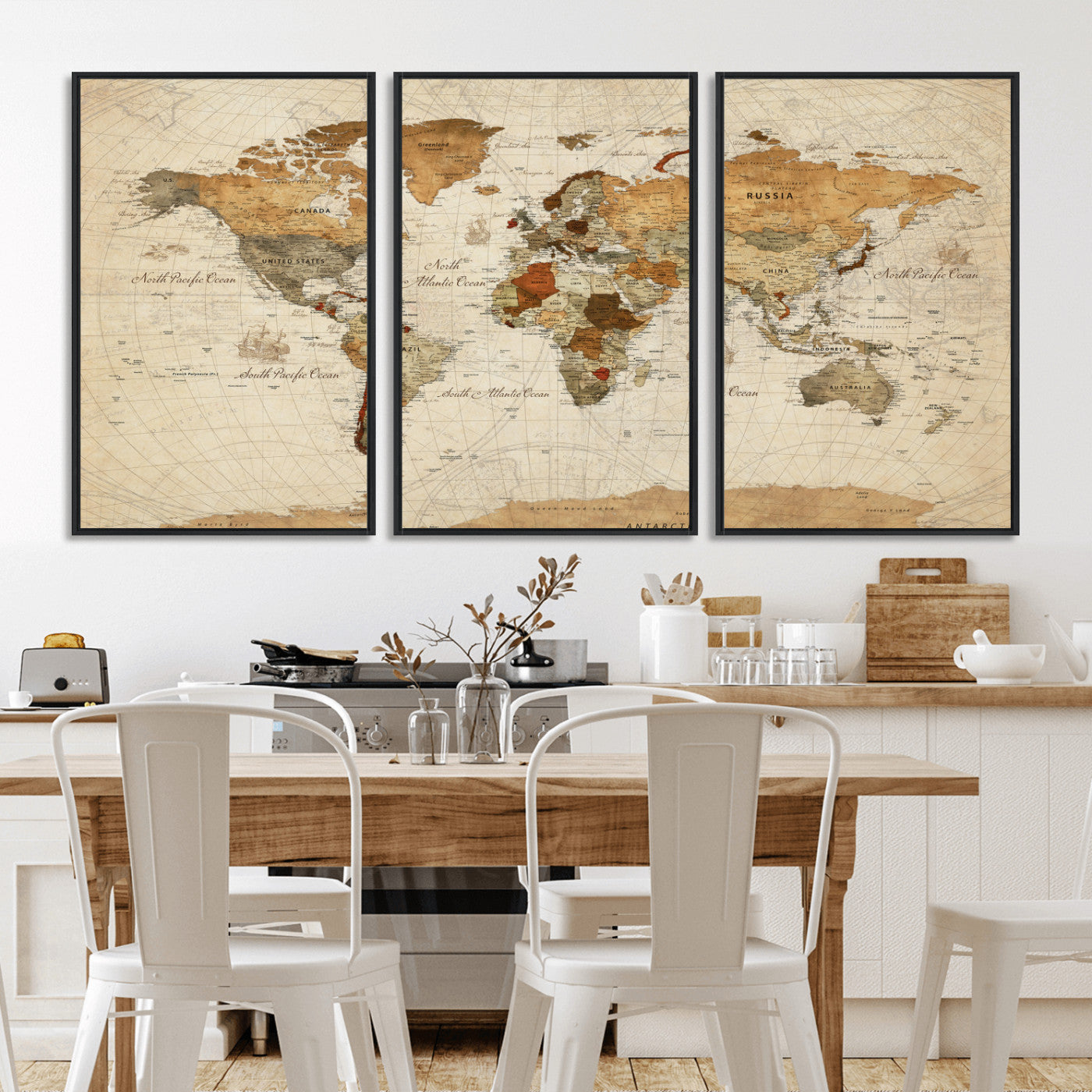 29684537-MGV-CV-36X24 - World Map Wall Art Canvas Print, Modern Decorative Framed Map Artwork Prints for Living Room, Office, Bedroom Wall Decor