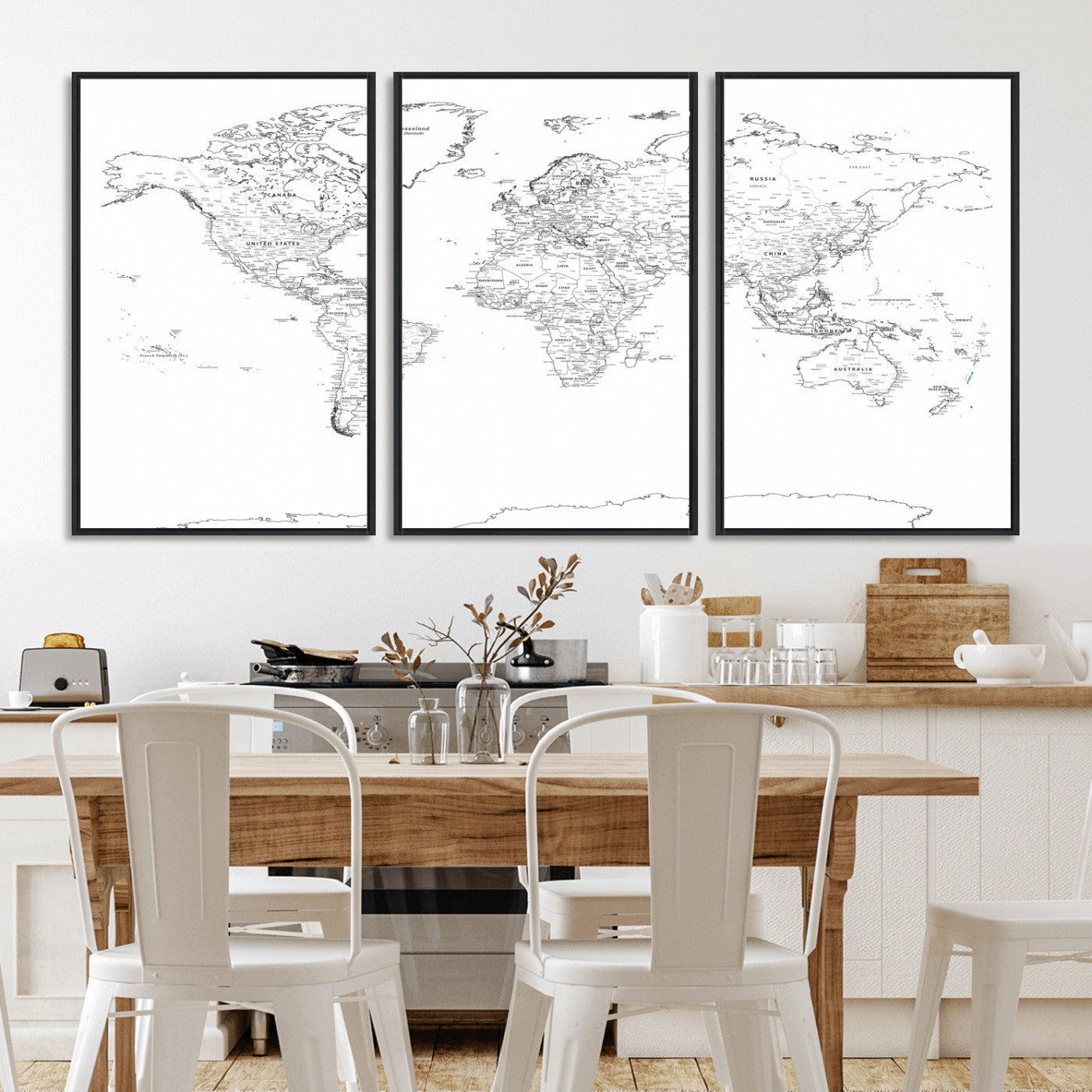 21002736-MGV-CV-36X24 - World Map Wall Art Canvas Print, Modern Decorative Framed Map Artwork Prints for Living Room, Office, Bedroom Wall Decor