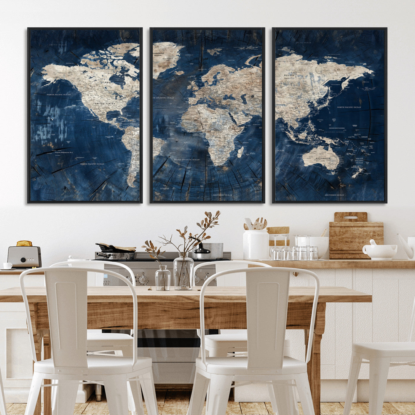 56126010-MGV-CV-36X24 - World Map Wall Art Canvas Print, Modern Decorative Framed Map Artwork Prints for Living Room, Office, Bedroom Wall Decor