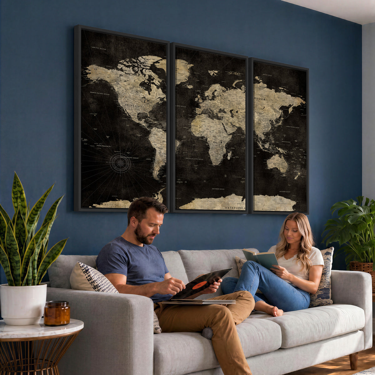 60653880-MGV-CV-36X24 - Push Pin World Map Canvas Wall Art Print, Interactive Travel