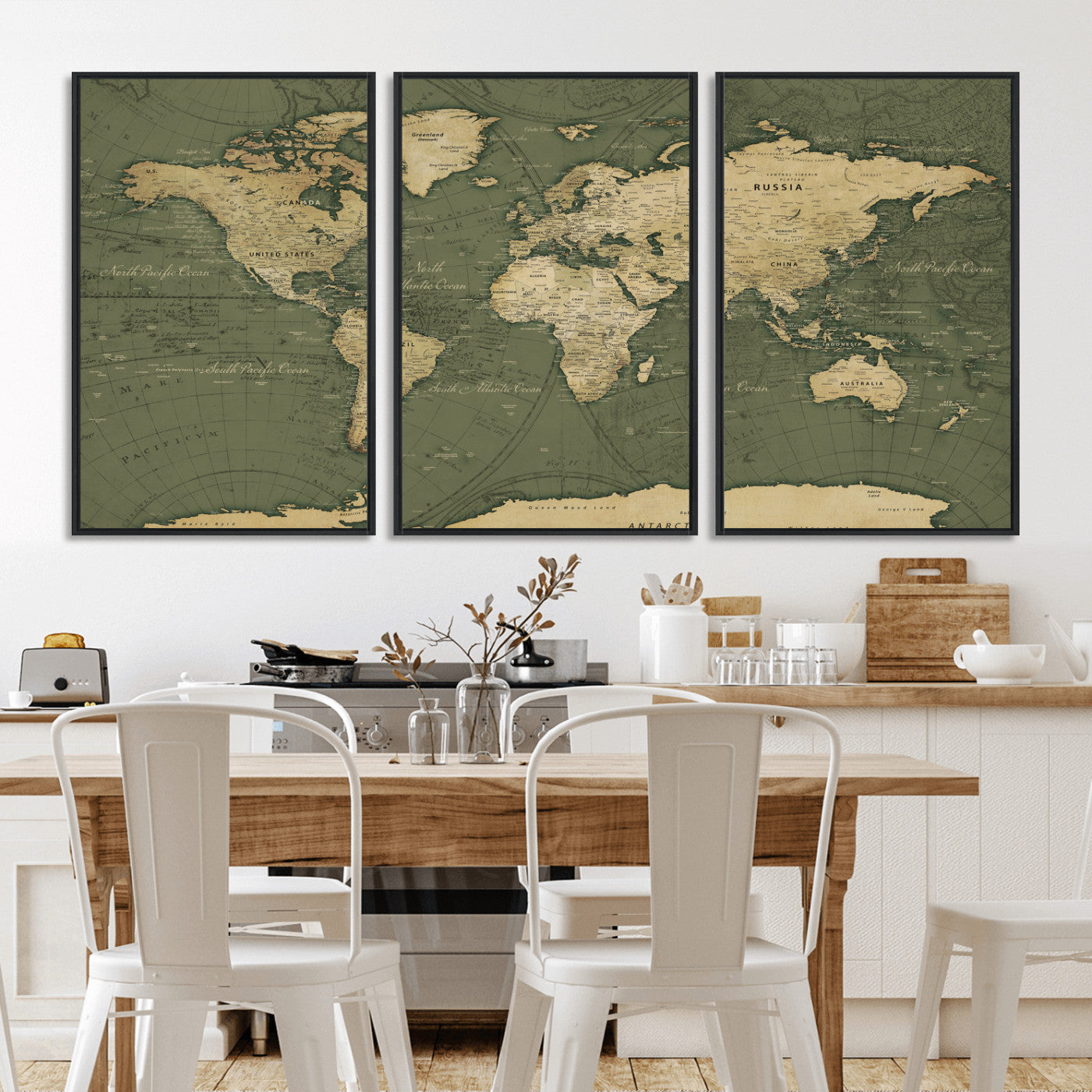 75846040-MGV-CV-36X24 - World Map Wall Art Canvas Print, Modern Decorative Framed Map Artwork Prints for Living Room, Office, Bedroom Wall Decor
