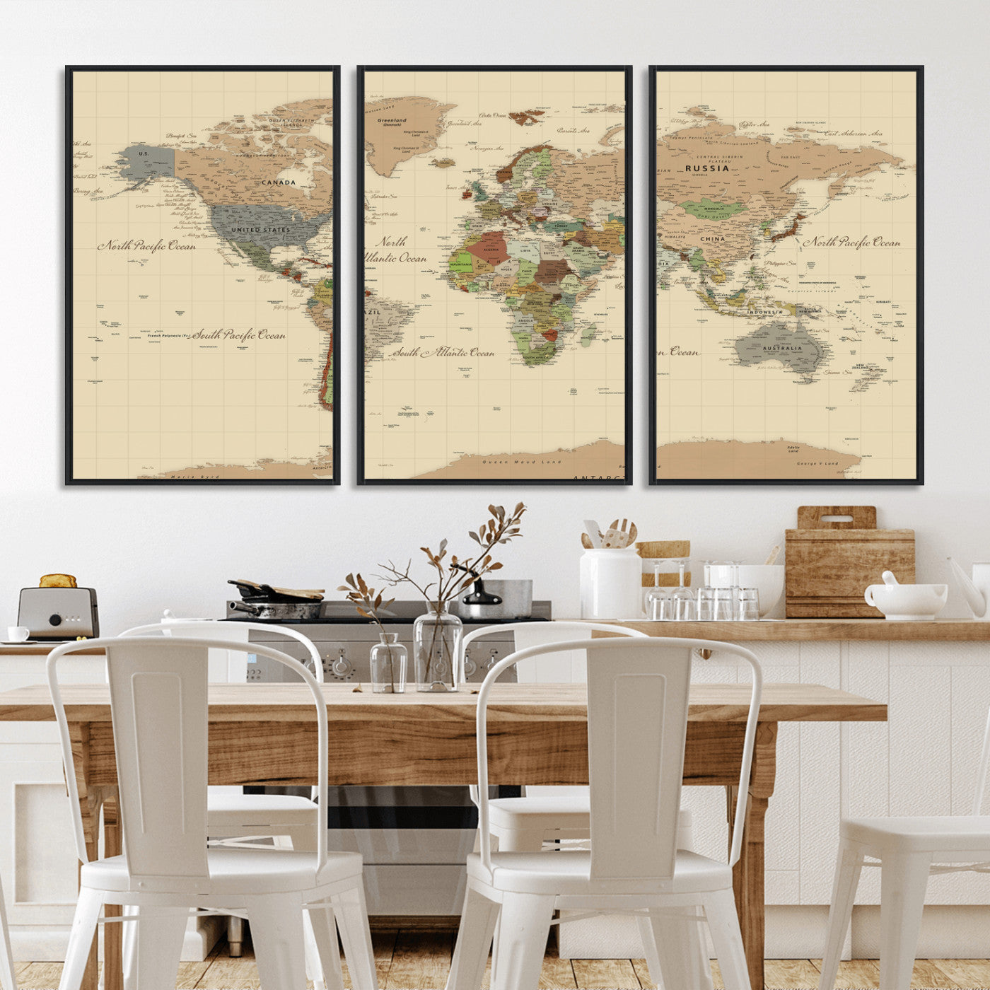 31407854-MGV-CV-36X24 - World Map Wall Art Canvas Print, Modern Decorative Framed Map Artwork Prints for Living Room, Office, Bedroom Wall Decor
