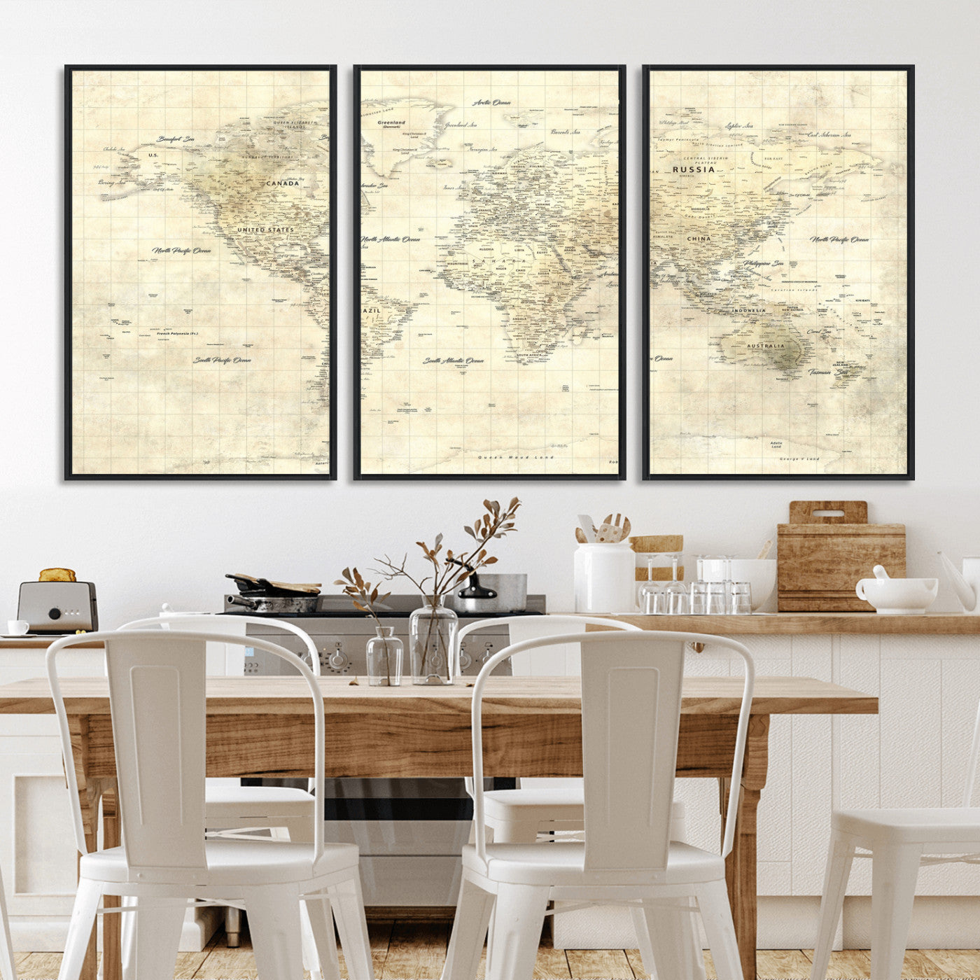 17101439-MGV-CV-36X24 - World Map Wall Art Canvas Print, Modern Decorative Framed Map Artwork Prints for Living Room, Office, Bedroom Wall Decor
