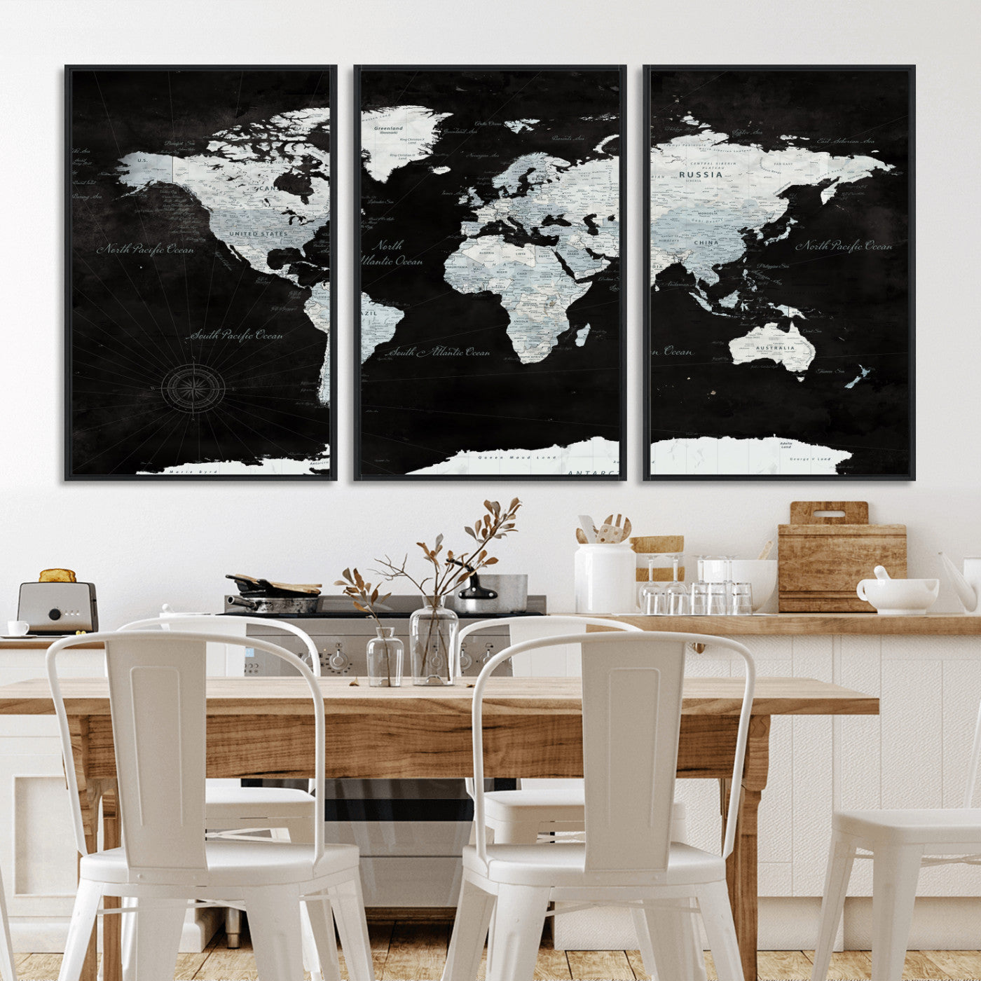 28664806-MGV-CV-36X24 - World Map Wall Art Canvas Print, Modern Decorative Framed Map Artwork Prints for Living Room, Office, Bedroom Wall Decor