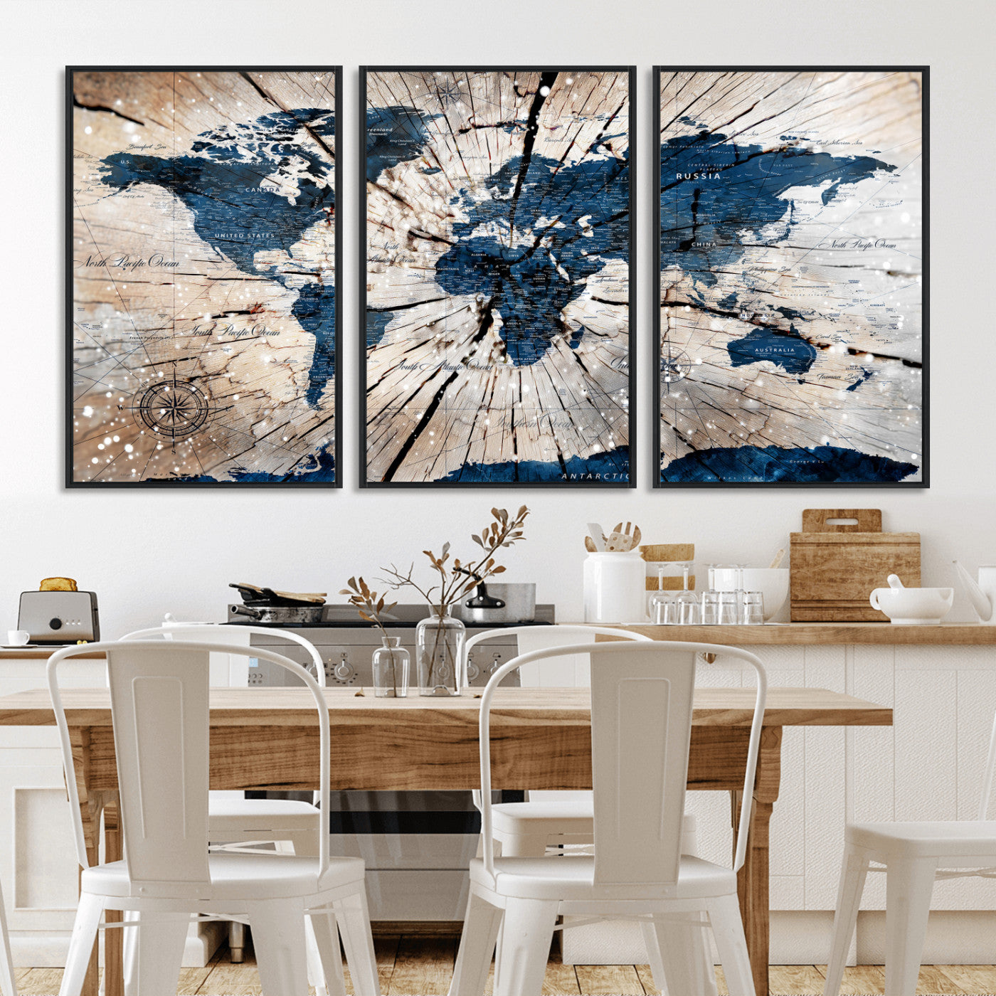 19478704-MGV-CV-36X24 - World Map Wall Art Canvas Print, Modern Decorative Framed Map Artwork Prints for Living Room, Office, Bedroom Wall Decor