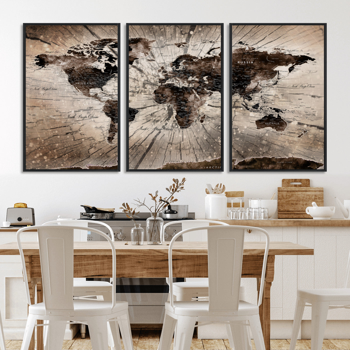 94623295-MGV-CV-36X24 - World Map Wall Art Canvas Print, Modern Decorative Framed Map Artwork Prints for Living Room, Office, Bedroom Wall Decor