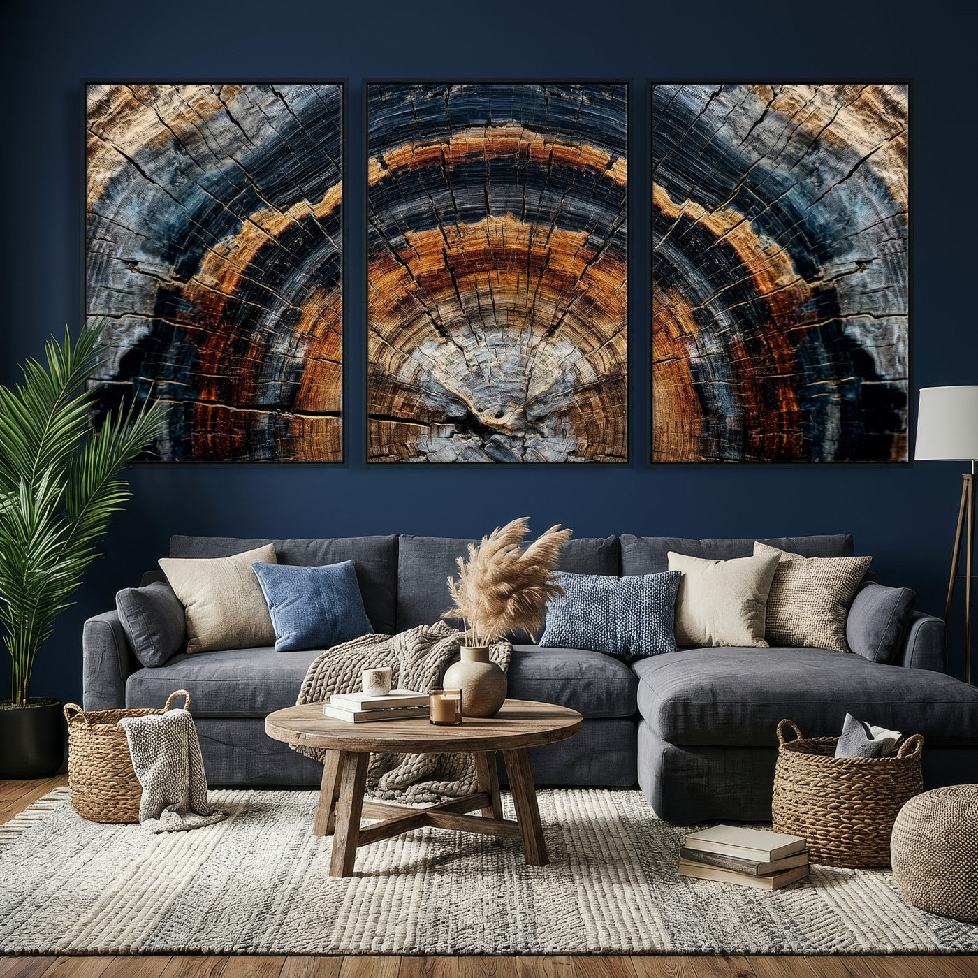 92693966A-MGV-CV-36X24 - Abstract Wood Grain Canvas Print, Tree Ring Pattern Wall Art, Framed Canvas Ready to Hang