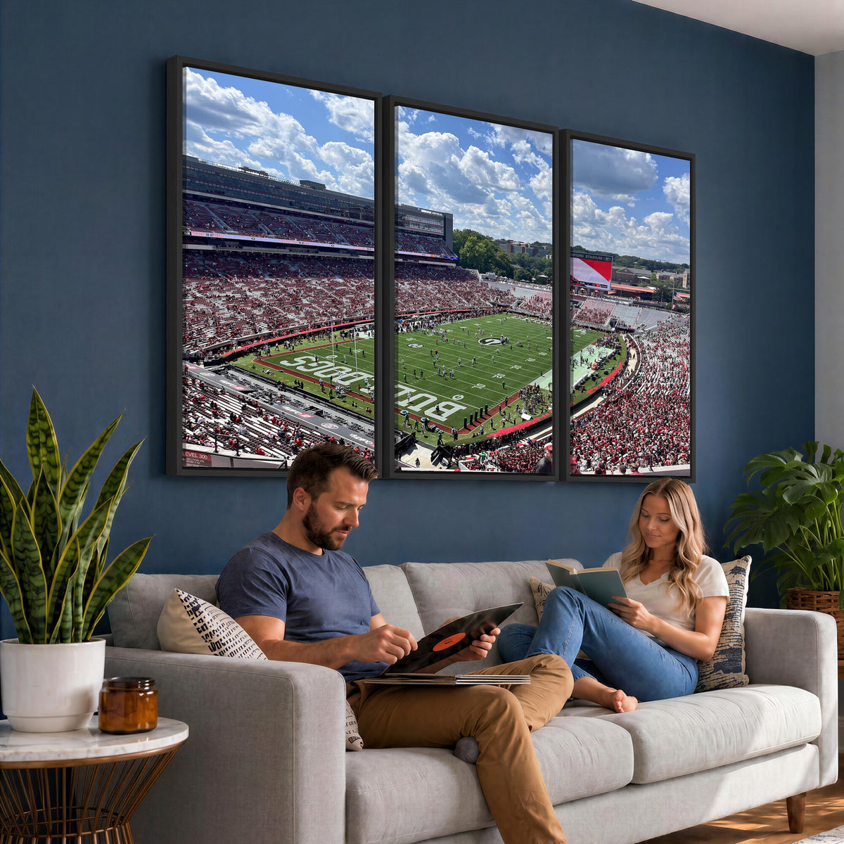 10665453-MGV-CV-36X24 - Georgia Bulldogs Stadium Wall Art Canvas Print, Sanford, Framed and Ready to Hang