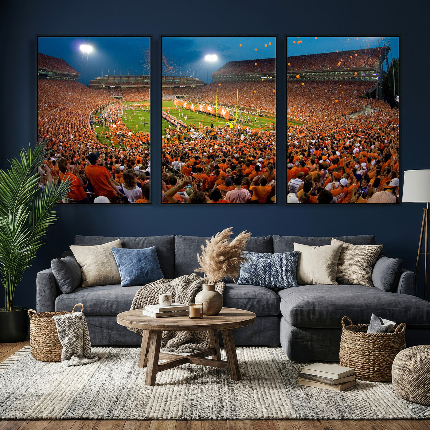 42850097-MGV-CV-36X24 - Clemson Tigers Memorial Stadium Wall Art Canvas Print, Death Valley Football Stadium Artwork, Packed Game Night Crowd Scene