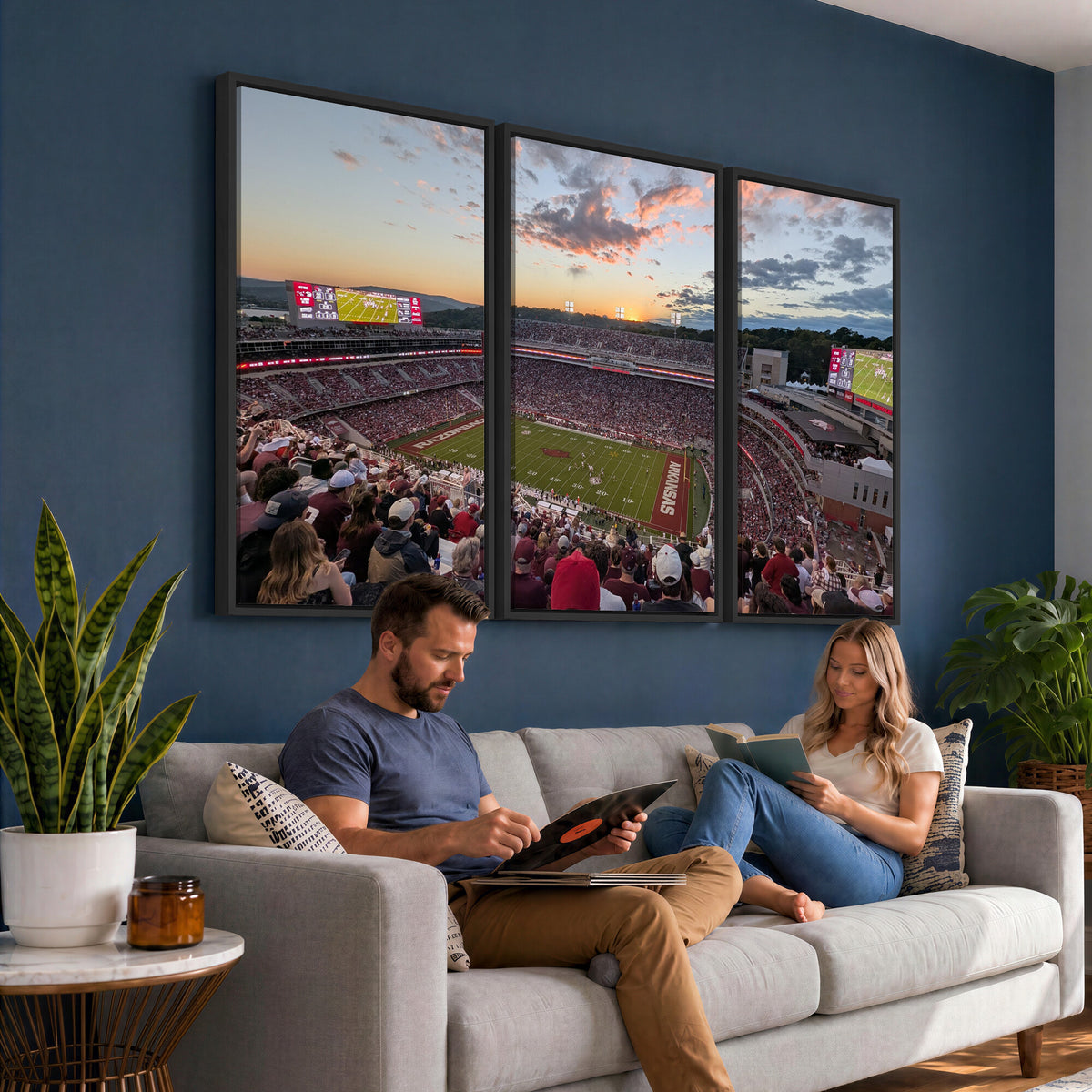 71837429-MGV-CV-36X24 - Donald W. Reynolds Razorback Stadium Wall Art Canvas Print – Arkansas Razorbacks Football Artwork for Home, Office, and Sports Room Decor