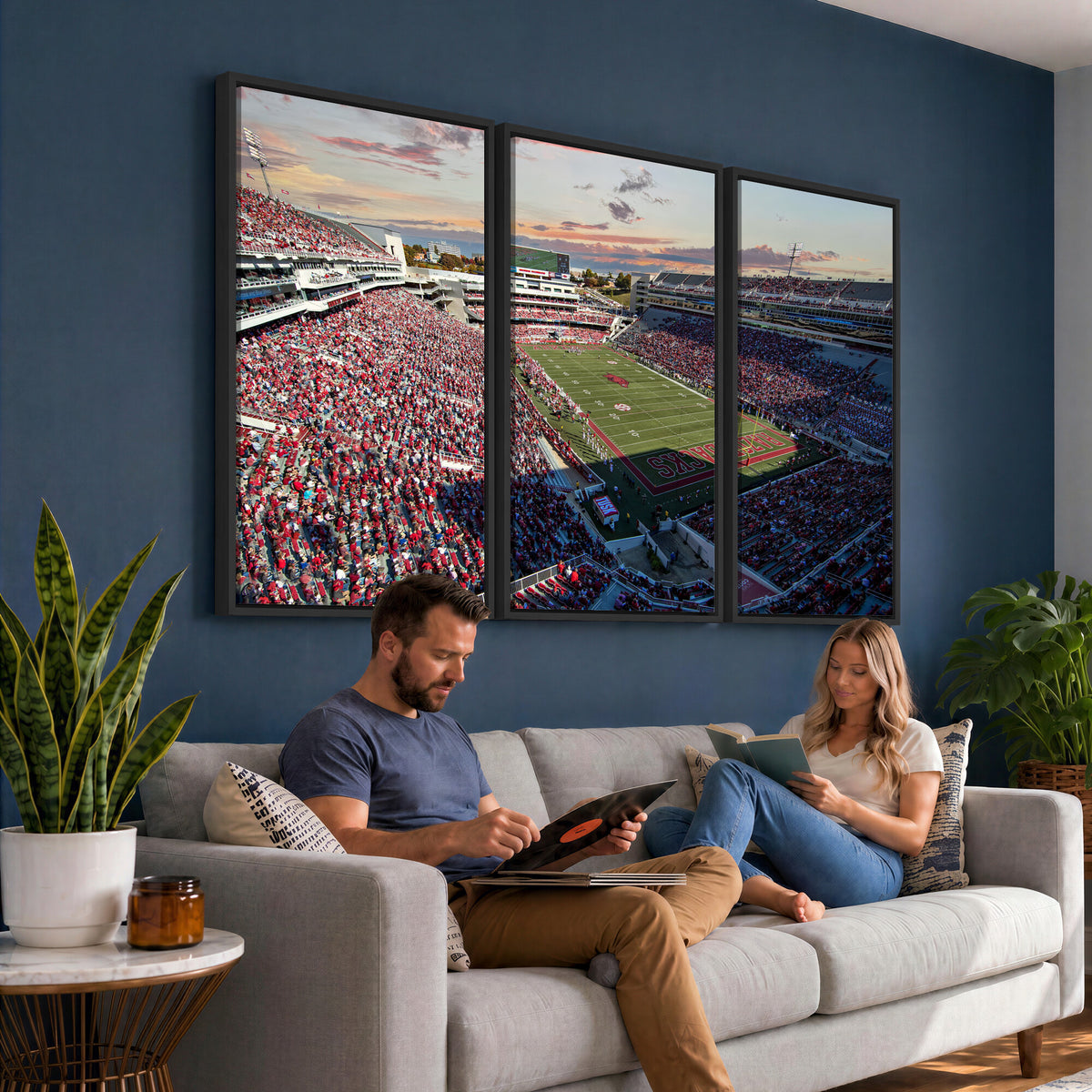 46571211-MGV-CV-36X24 - Donald W. Reynolds Razorback Stadium Wall Art Canvas Print – Arkansas Razorbacks Football Artwork for Home, Office, and Sports Room Decor