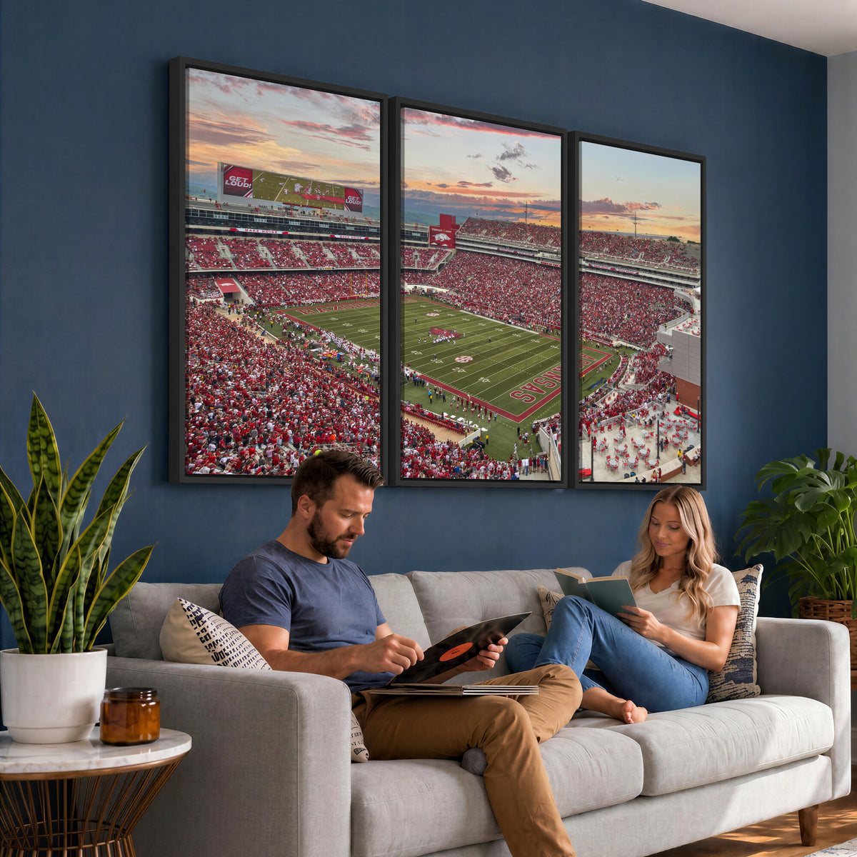 82233065-MGV-CV-36X24 - Donald W. Reynolds Razorback Stadium Wall Art Canvas Print – Arkansas Razorbacks Football Artwork for Home, Office, and Sports Room Decor