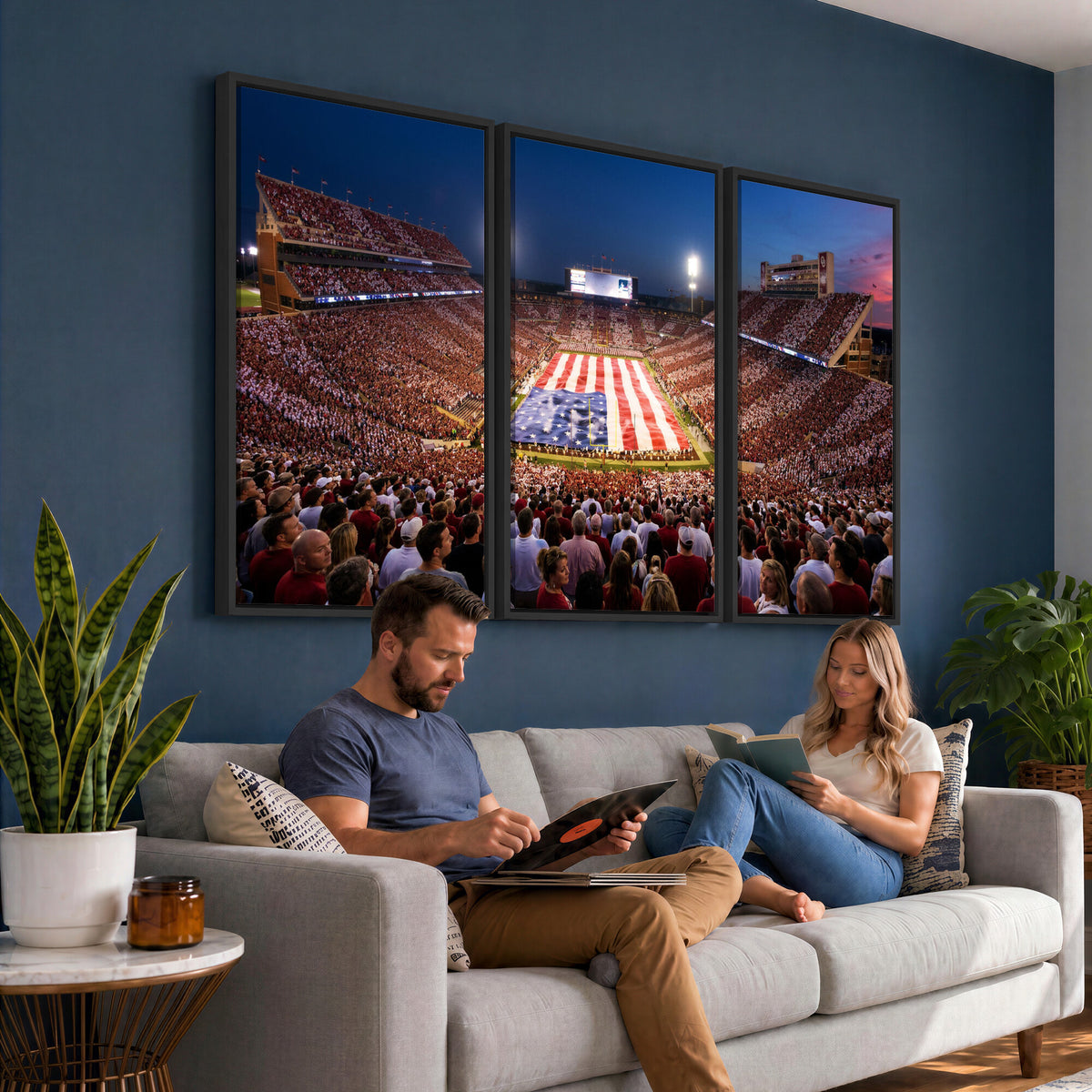 59917418-MGV-CV-36X24 - Oklahoma Memorial Stadium Wall Art Canvas Print | Oklahoma Sooners Football Artwork for Home, Office, and Sports Room Decor
