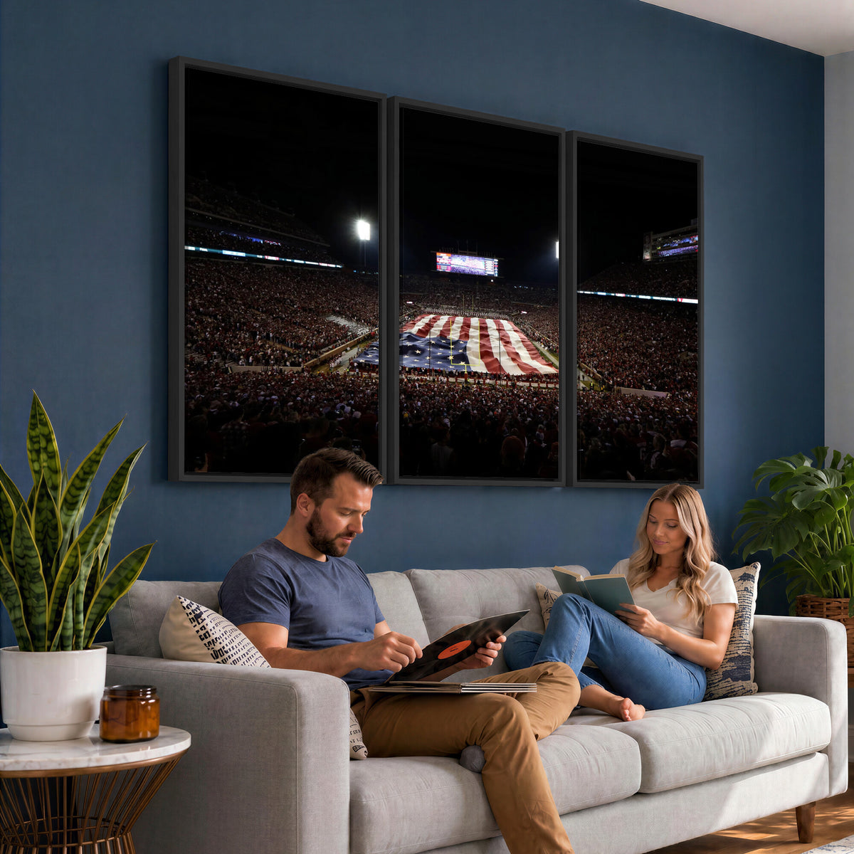 98418189-MGV-CV-36X24 - Oklahoma Memorial Stadium Wall Art Canvas Print – Oklahoma Sooners Football Artwork for Home, Office, and Sports Room Decor