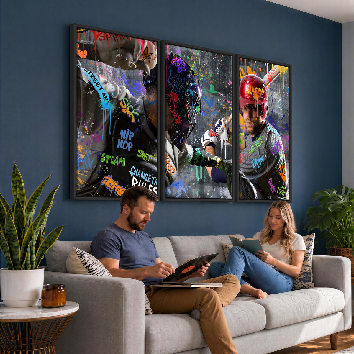 19634994-MGV-CV-36X24 - Graffiti Baseball Player Street Art Wall Art Canvas Print