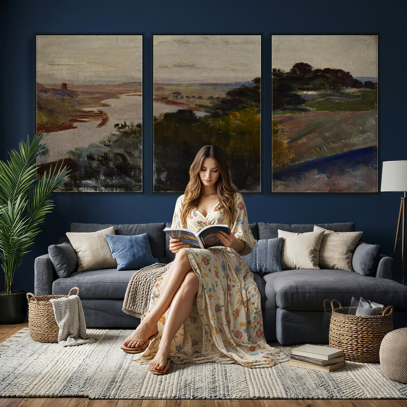 55507874-MGV-CV-36X24 - Jacek Malczewski Landscape at the Vistula Wall Art Canvas Print