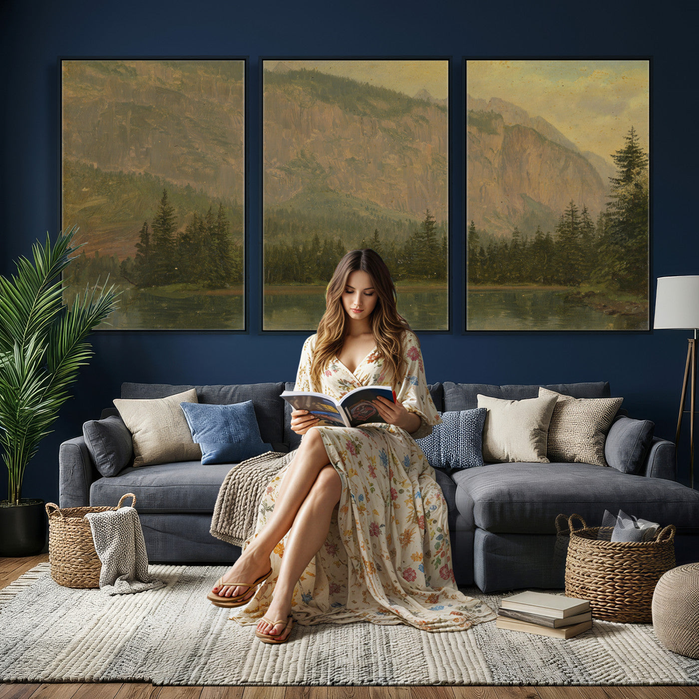 76844524-MGV-CV-36X24 - Frederic Edwin Church Hintersee Canvas Print, Hudson River School Mountain Lake Painting 1868, American Romantic Landscape, Vintage Nature Wall Art