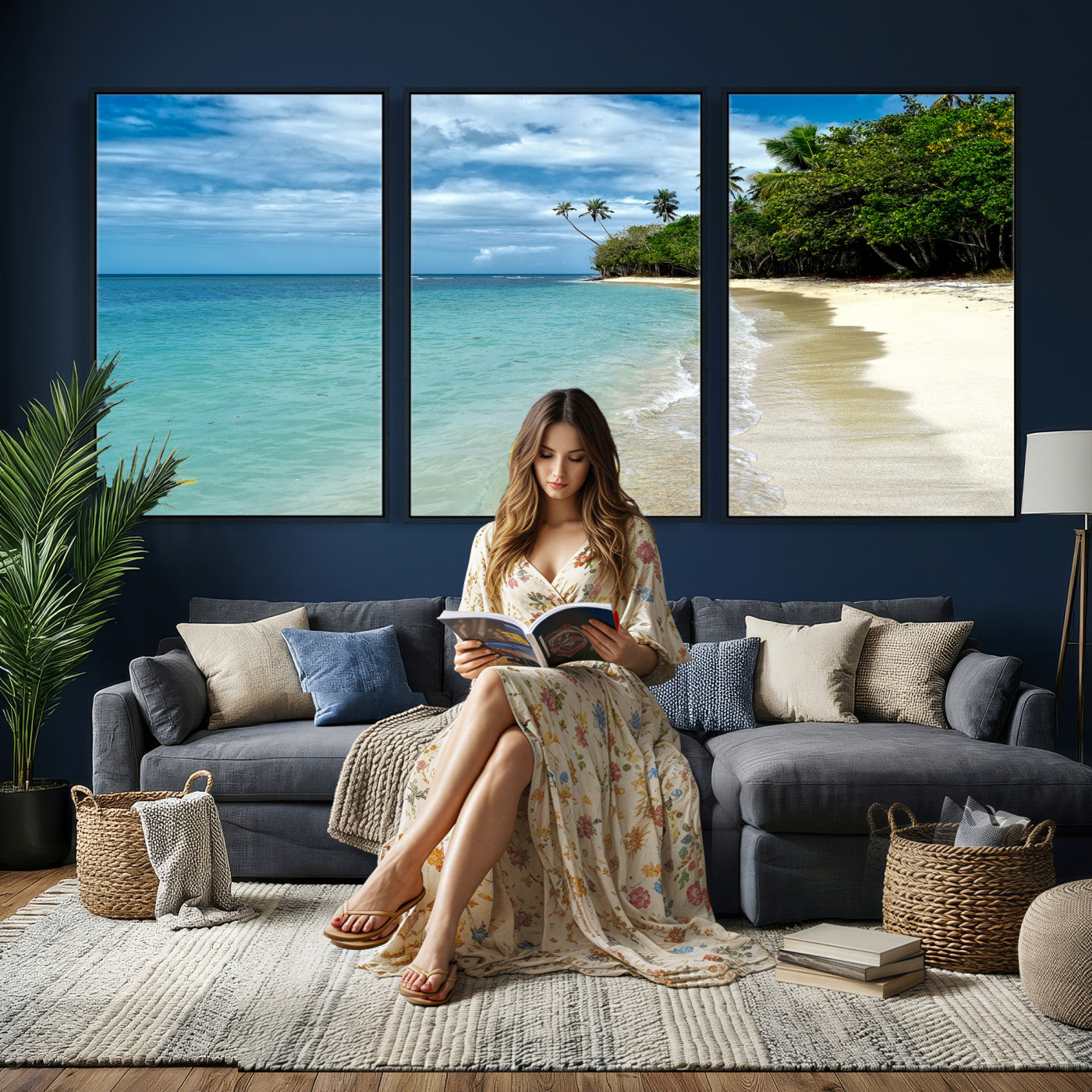 50626792-MGV-CV-36X24 - Puerto Rico Beach Paradise Wall Art – Tropical Coastal Print