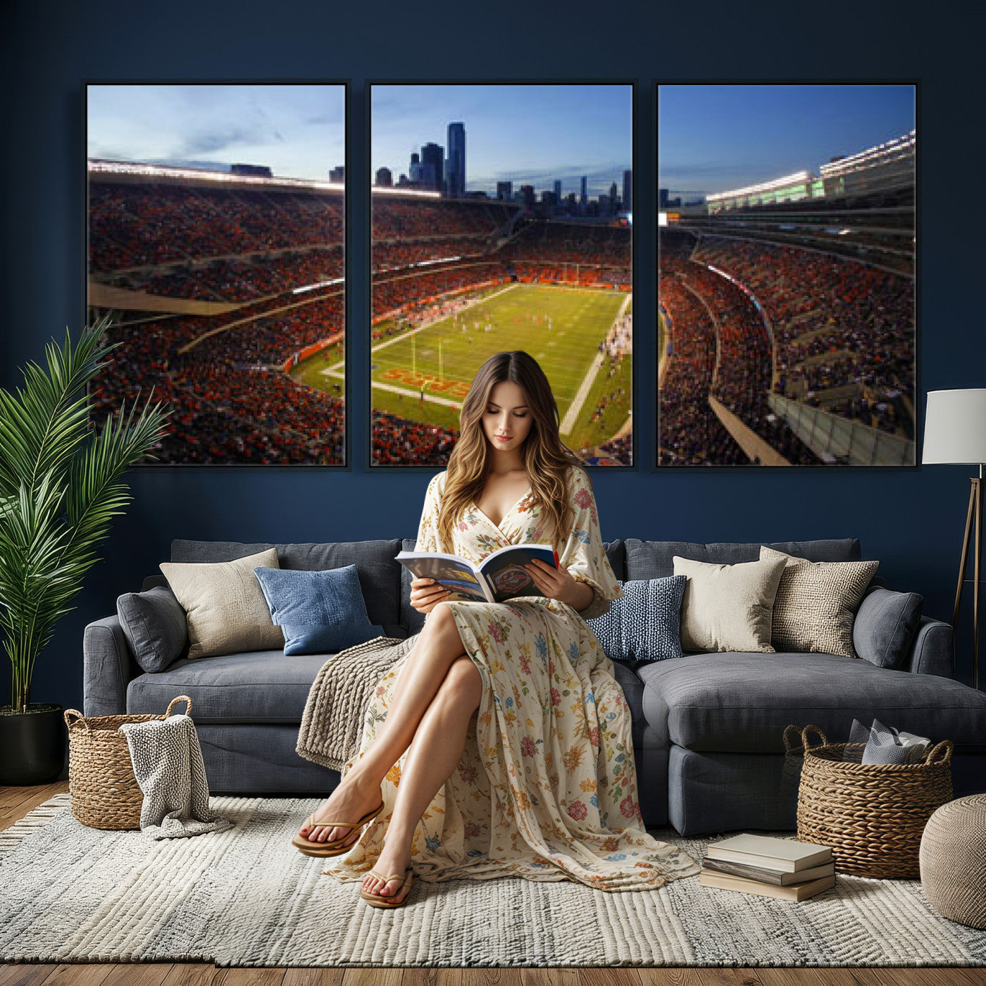 50691720-MGV-CV-36X24 - Chicago Bears Soldier Field Canvas Wall Art, NFL Stadium Panorama Print, Football Arena Photography for Sports Fans