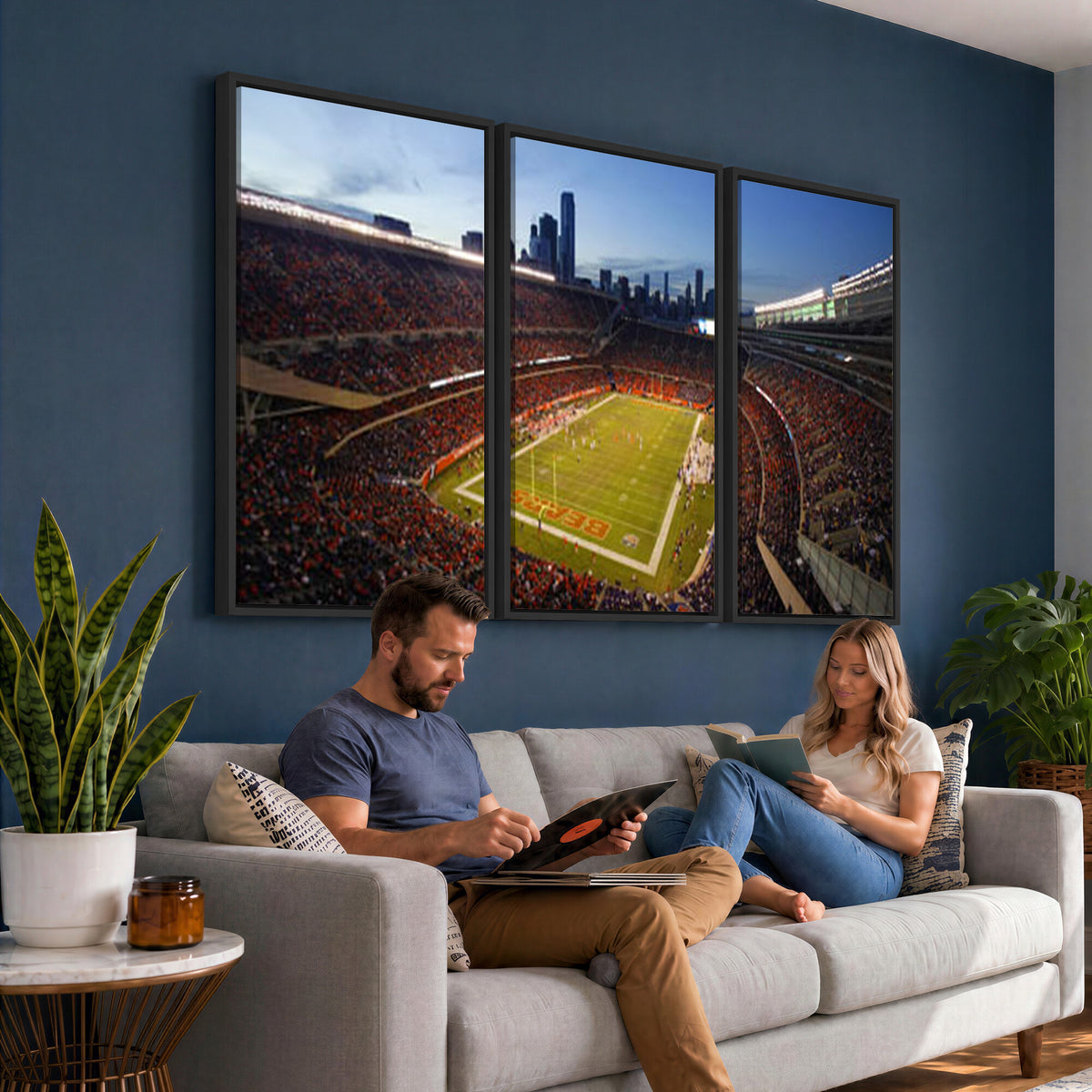 50691720-MGV-CV-36X24 - Chicago Bears Soldier Field Canvas Wall Art, NFL Stadium Panorama Print, Football Arena Photography for Sports Fans