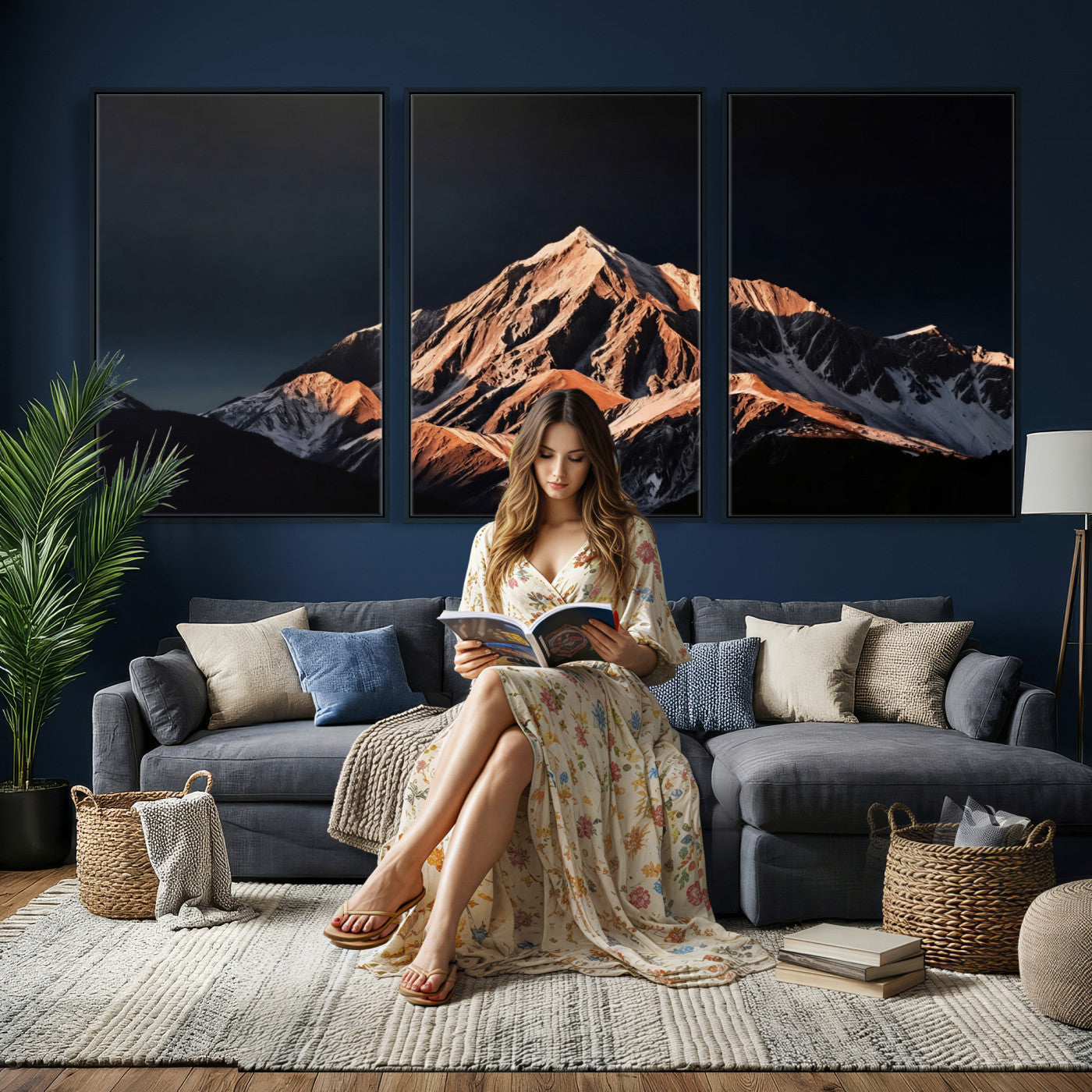 10196184-MGV-CV-36X24 - Snow Mountain Wall Art Canvas Print for Living Room Decor