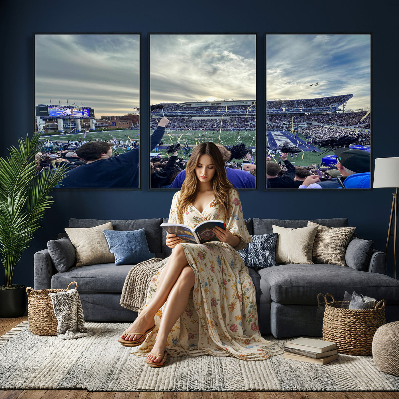 400867JMU-MGV-CV-36X24 - JMU Stadium Wall Art Canvas Print for Game Room Decor - James Madison University Stadium