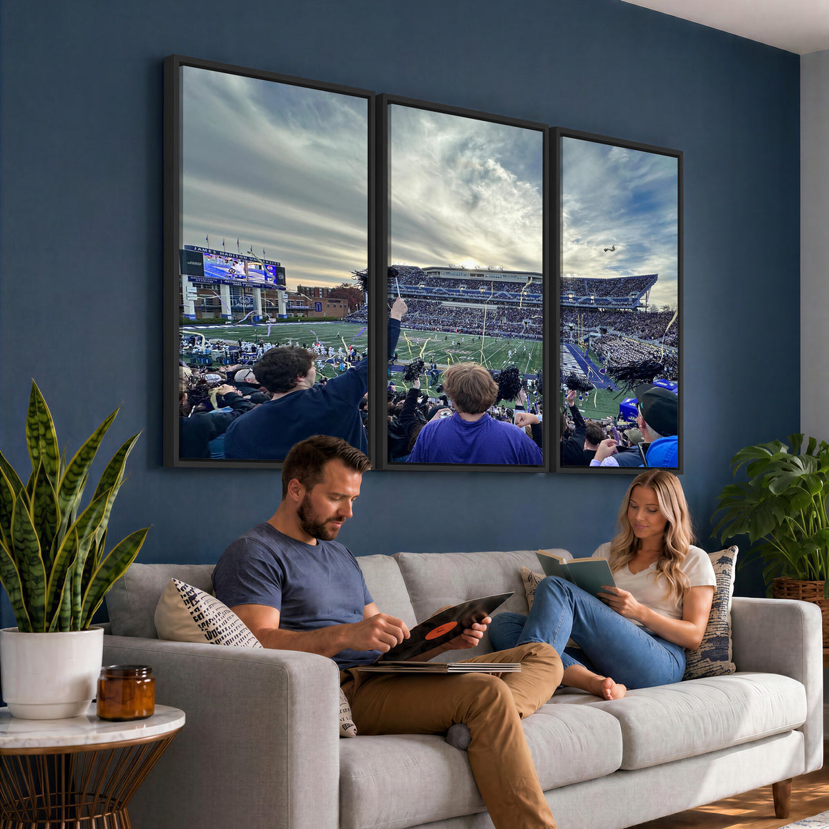 400867JMU-MGV-CV-36X24 - JMU Stadium Wall Art Canvas Print for Game Room Decor - James Madison University Stadium