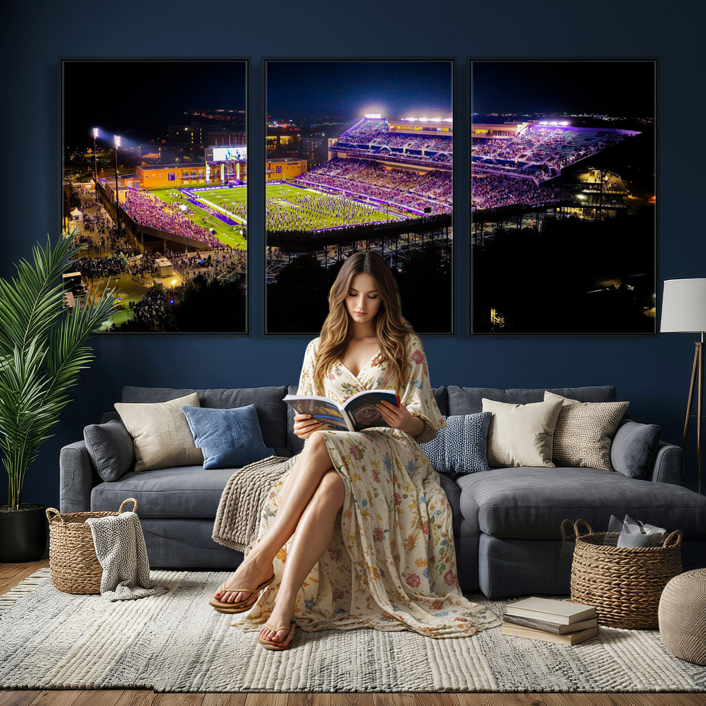 400867JMU2-MGV-CV-36X24 - JMU Stadium Wall Art Canvas Print for Game Room Decor - James Madison University Stadium