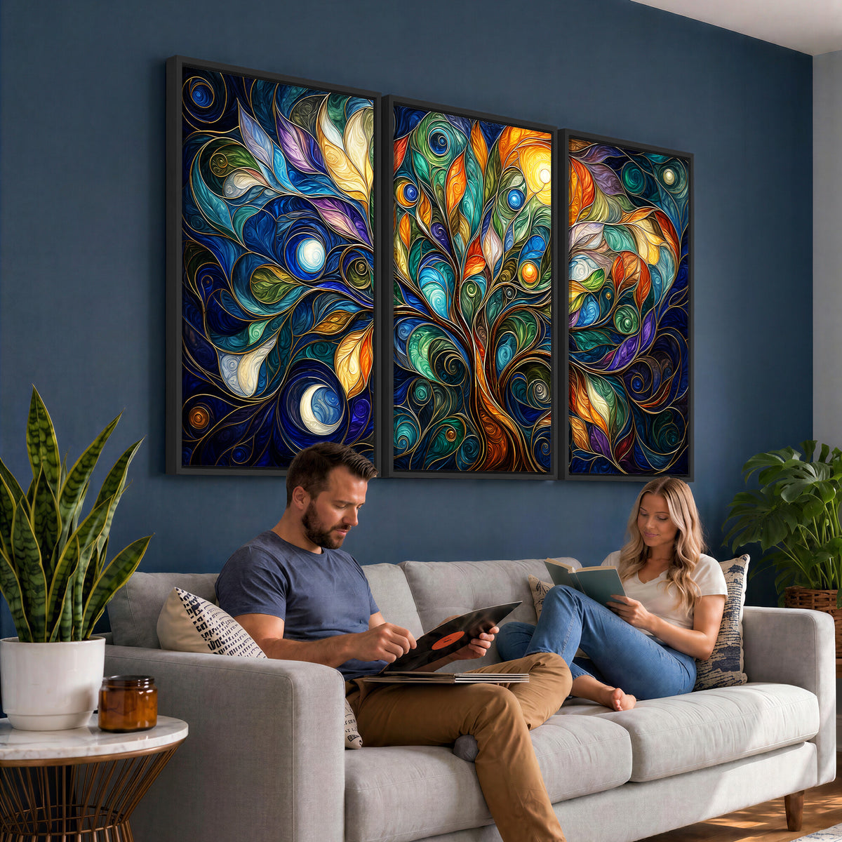 60127105-MGV-CV-36X24 - Psychedelic Tree Of Life Wall Art - Vibrant Swirl Cosmic Nature Decor