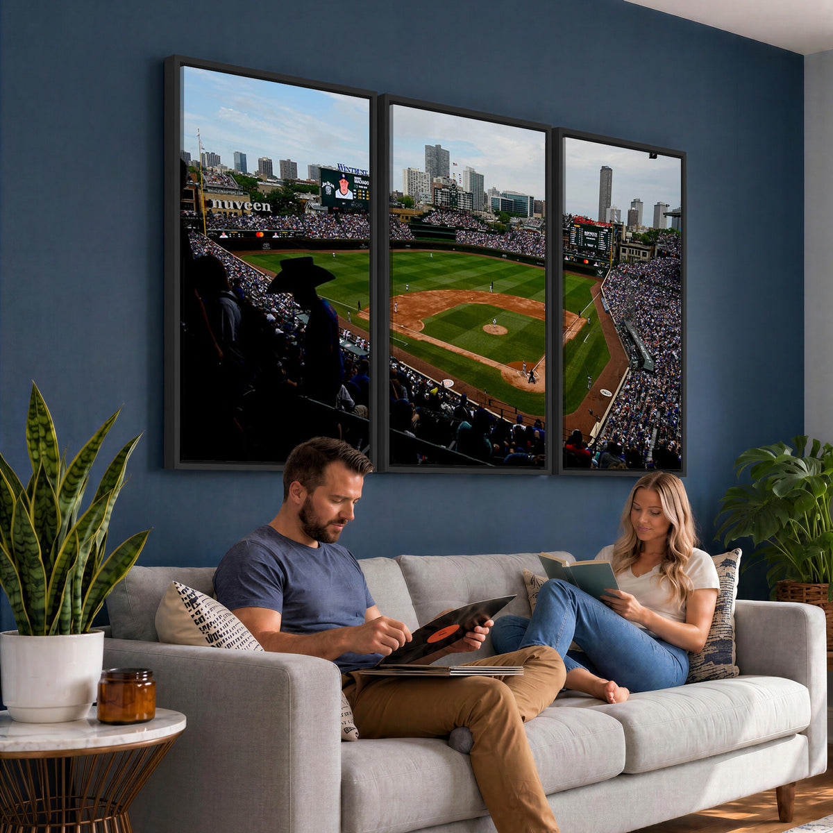 34859D-MGV-CV-36X24 - Chicago Cubs Baseball Team Print - Wrigley Field Stadium