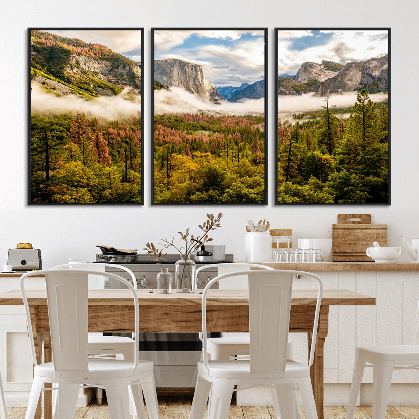 MGV-FC-60X30-3P - Half Dome Yosemite Canvas Wall Art – Majestic Triptych Landscape Print – National Park Nature Decor