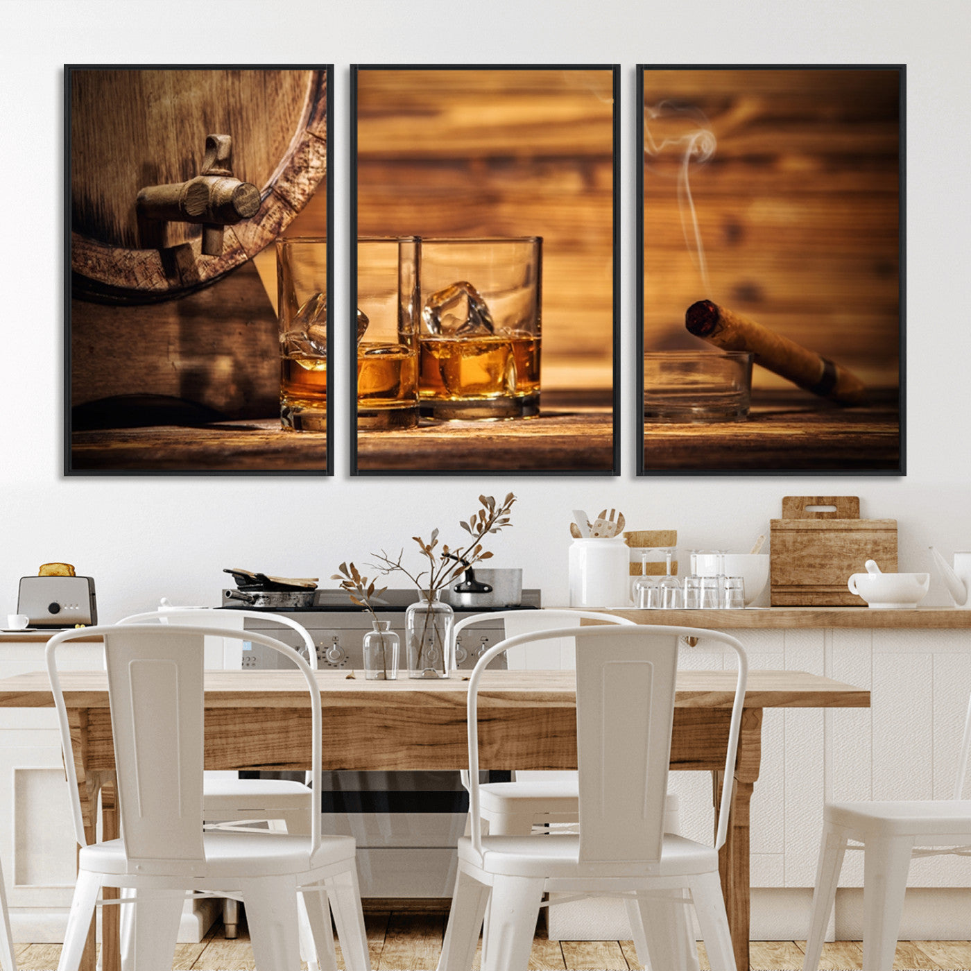 MGV-FC-60X30-3P - Rustic Whiskey and Barrel Canvas Print