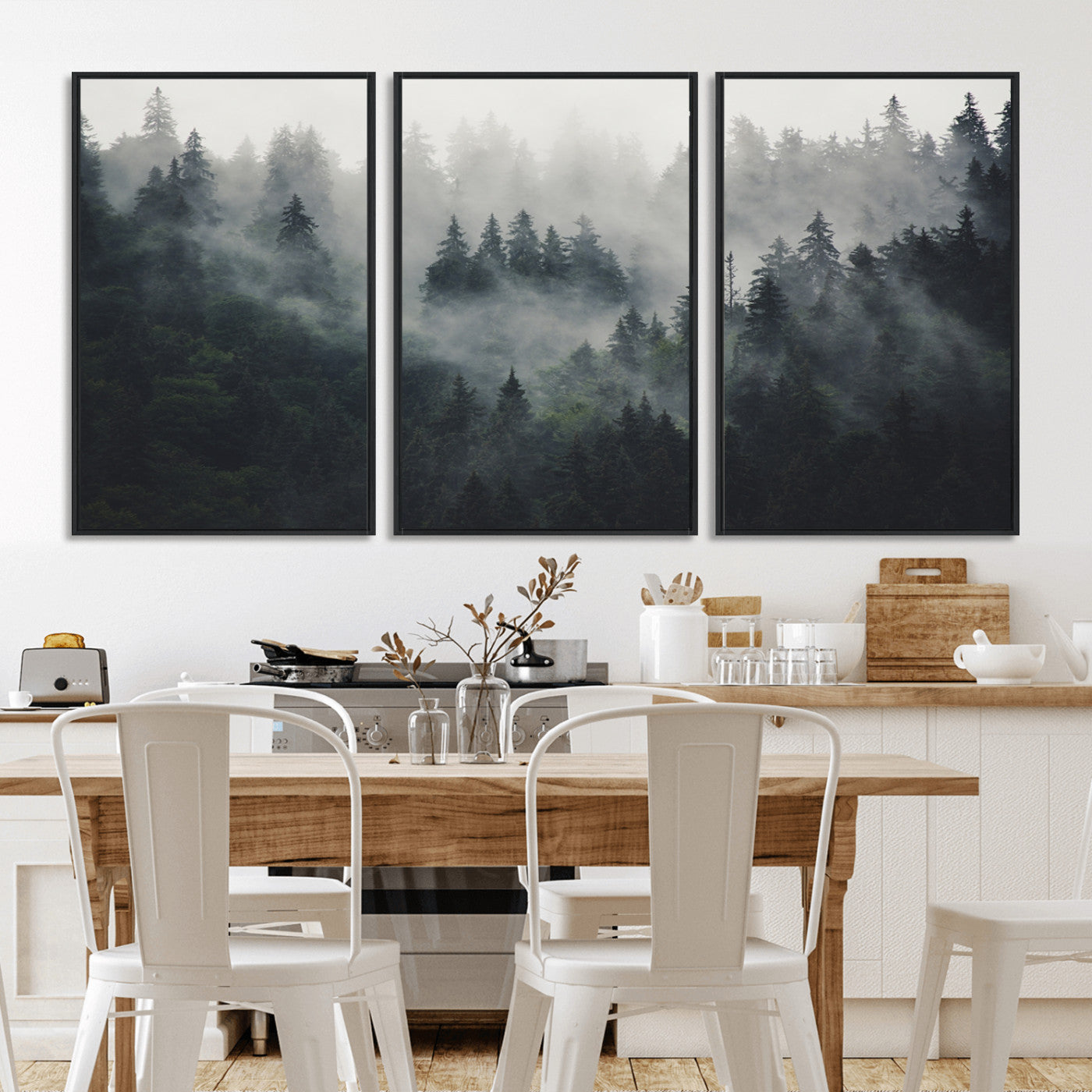 MGV-FC-60X30-3P - Nature Wall Decor - Serene Triptych Nature Print – Woodland Landscape Decor for Living Room or