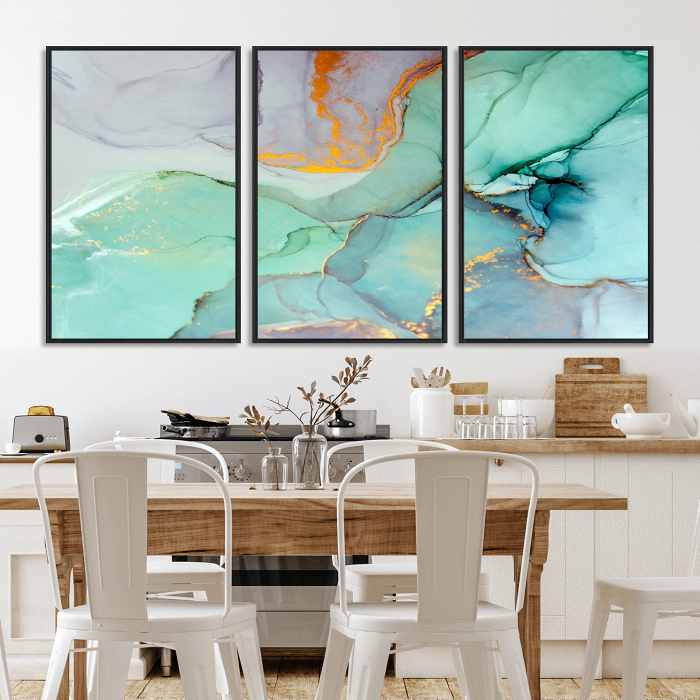 36934-MGV-FC-60X30-3P_Black-Colorful Marble Fluid Effect Canvas Wall Art Print