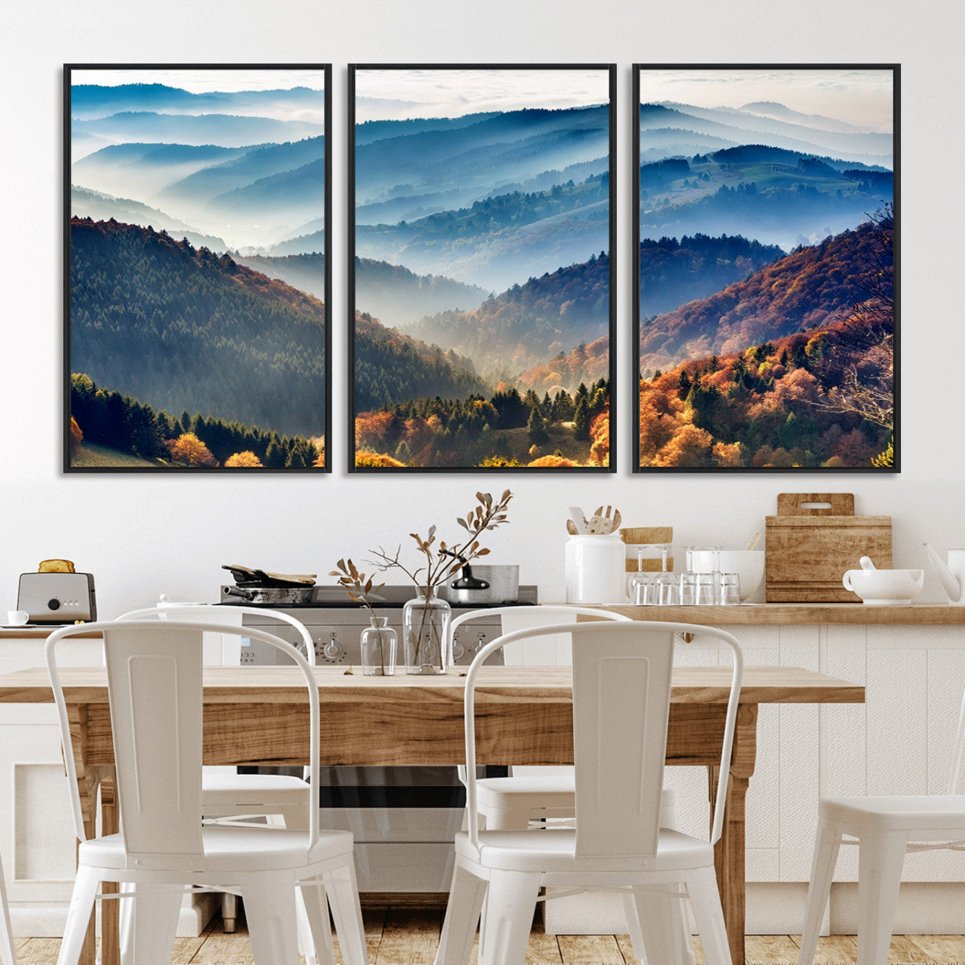 MGV-FC-60X30-3P - Mountains Forest Autumn Wall Art Canvas Print