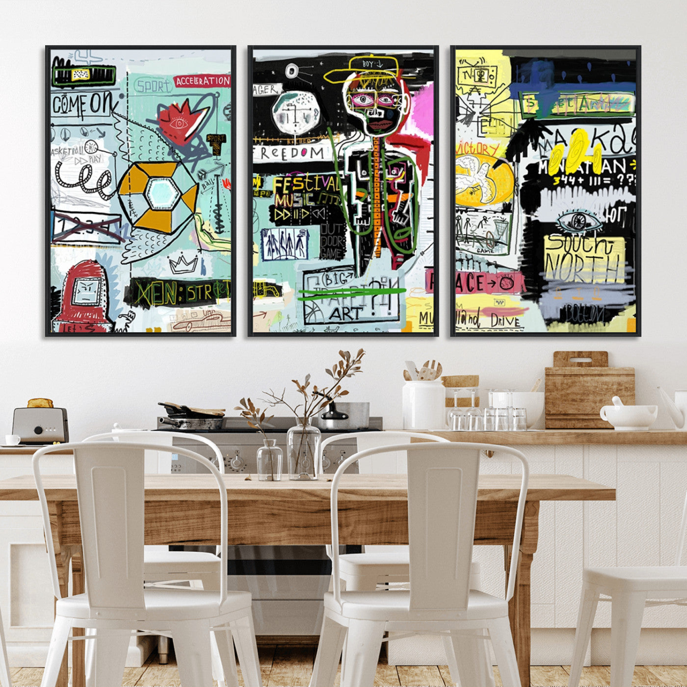 MGV-FC-60X30-3P - Abstract Graffiti Canvas Street Art-Inspired Graffiti Triptych Canvas – Modern Abstract Wall Art for
